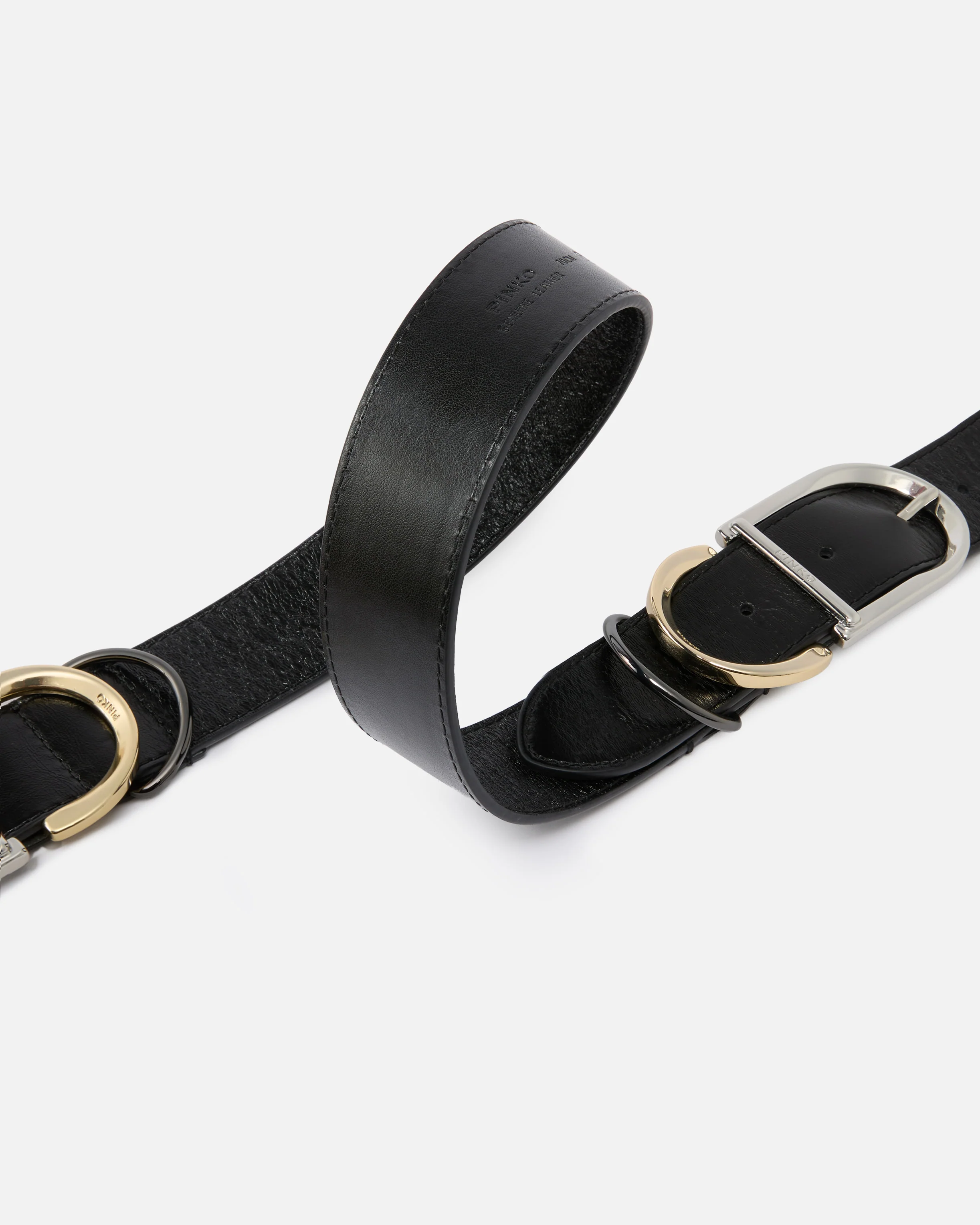 Shiny leather belt with metal loops, 4 cm - Image 4