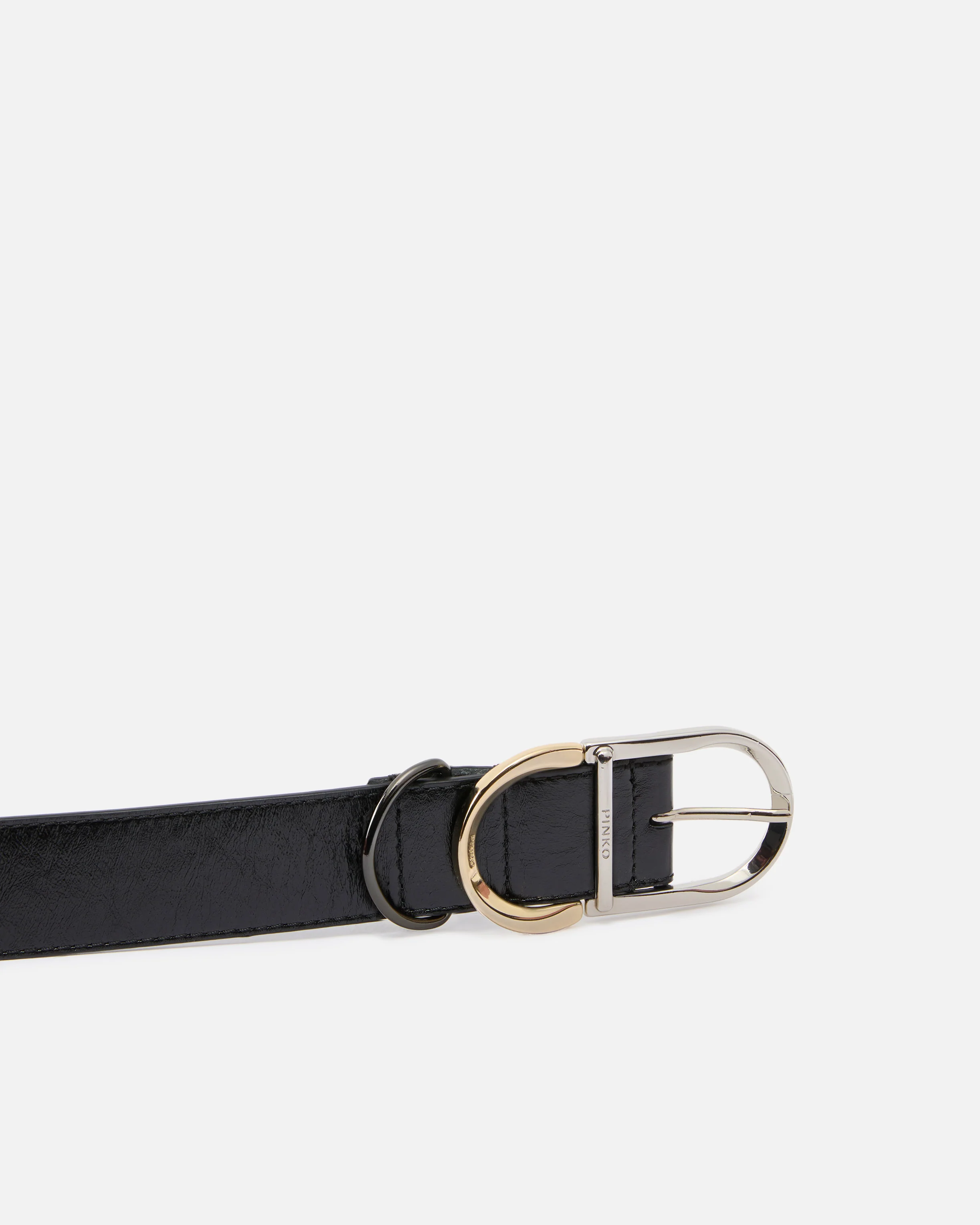 Shiny leather belt with metal loops, 4 cm - Image 5
