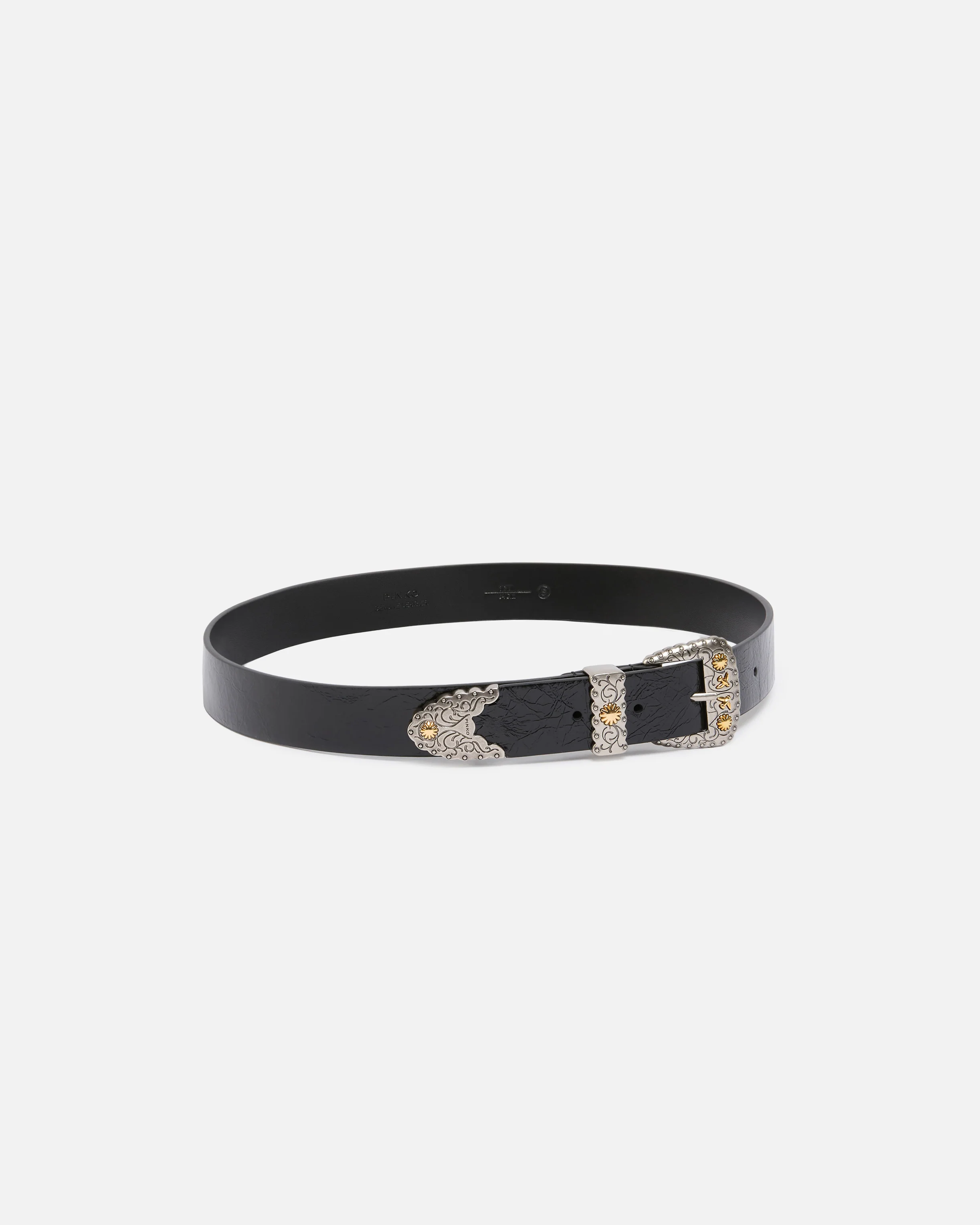 Shiny leather belt with metallic finishes, 3 cm - Image 2
