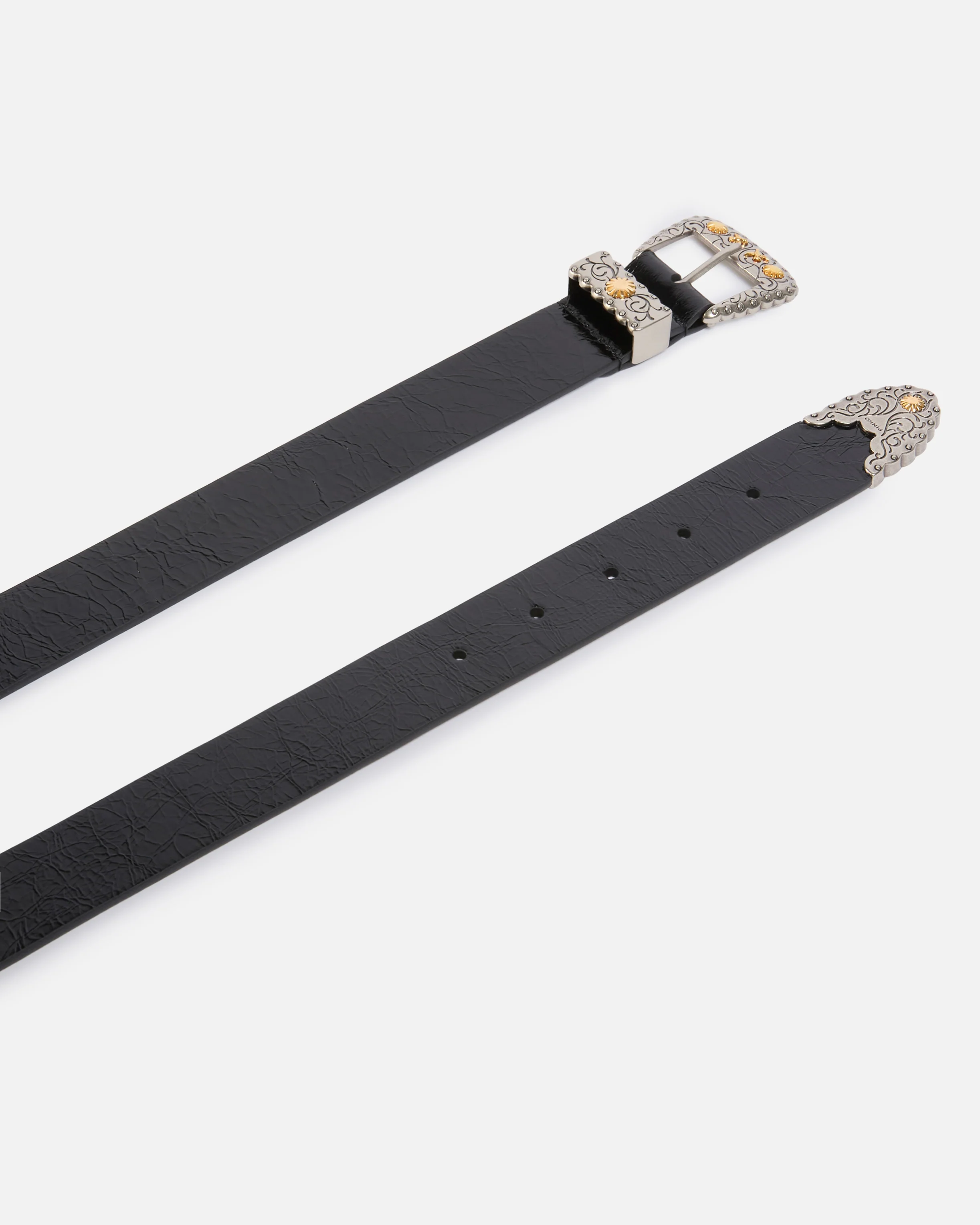 Shiny leather belt with metallic finishes, 3 cm - Image 3