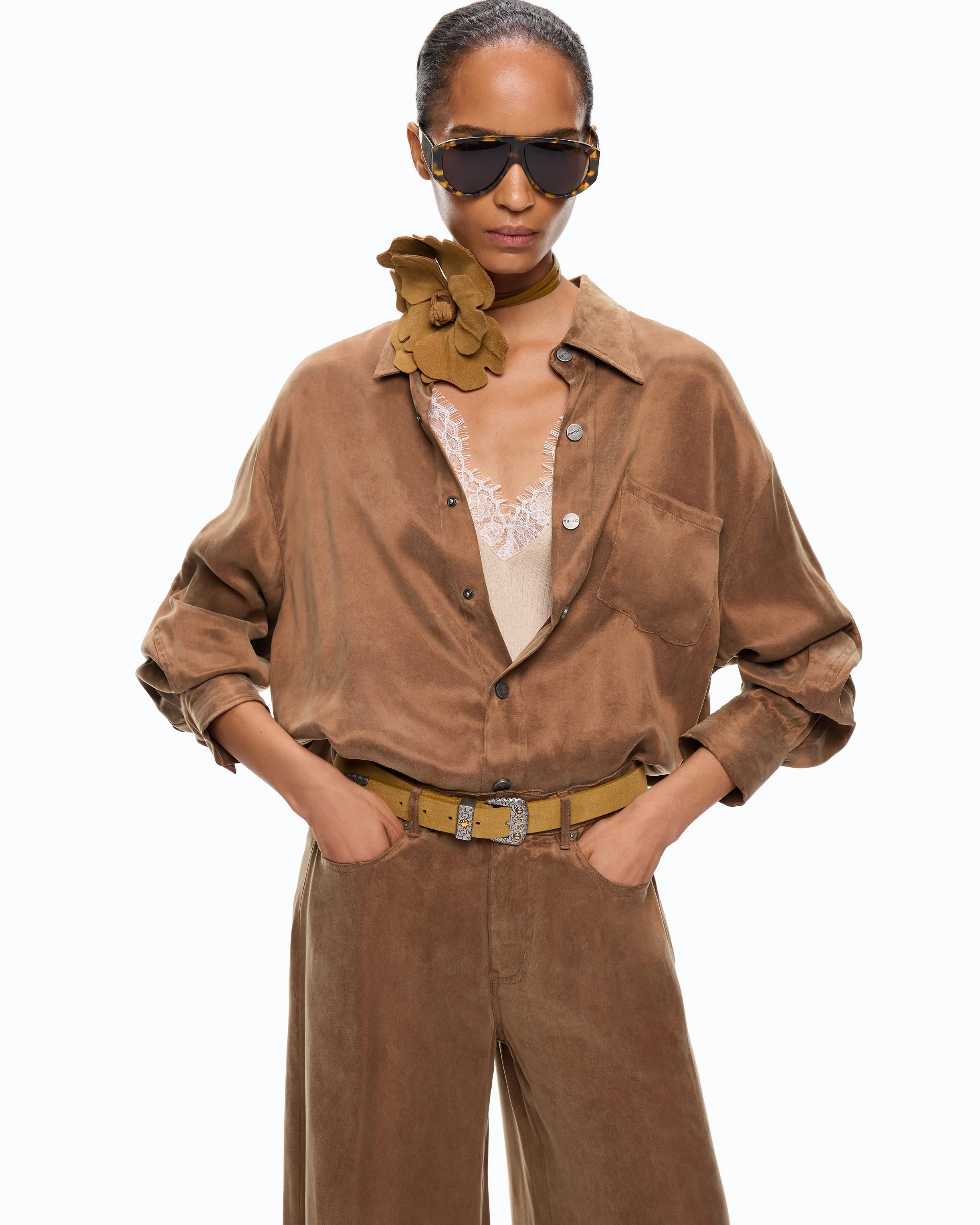 Shirt in peachskin-feel twill