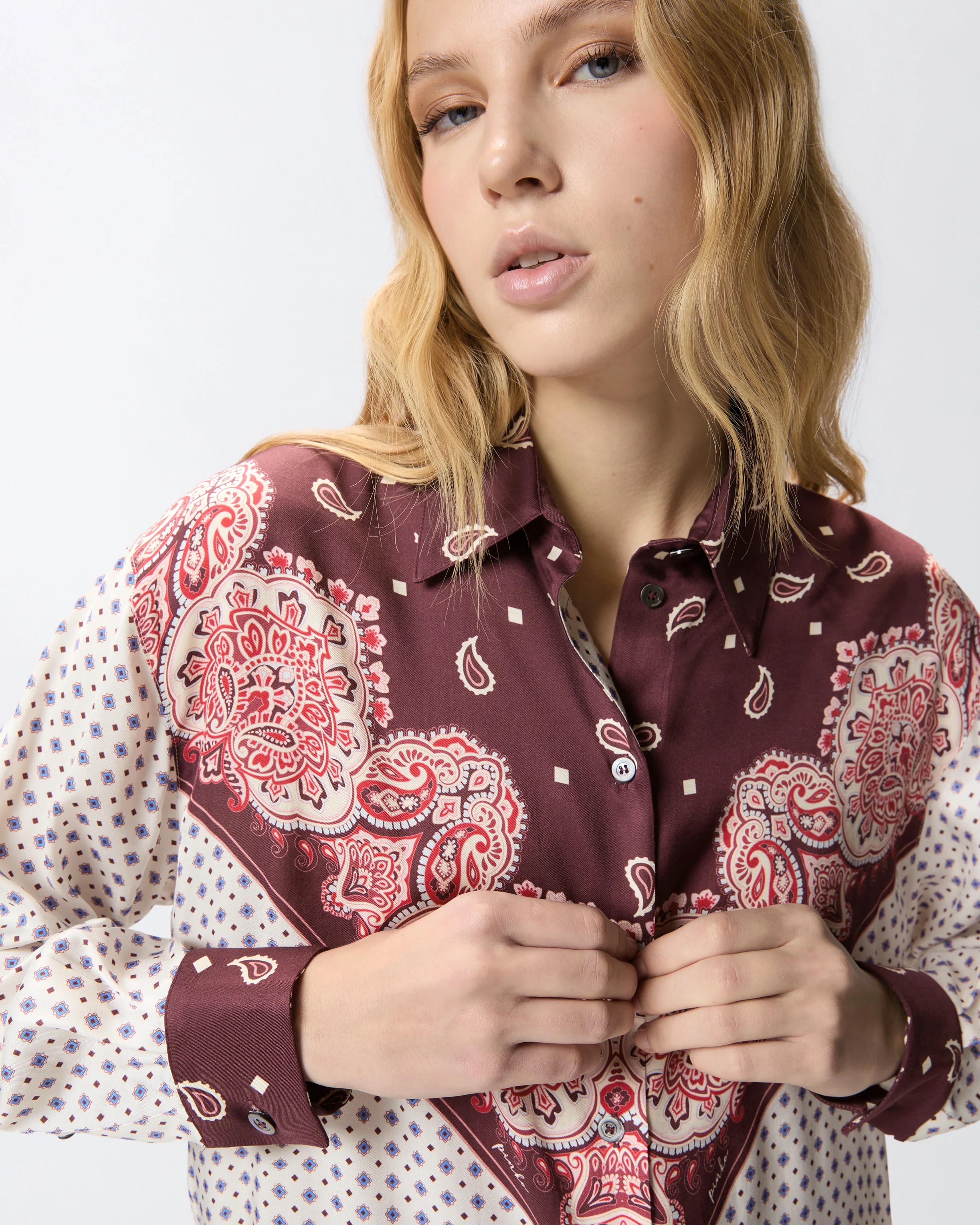 Shirt with tie motif and placed print - Image 4