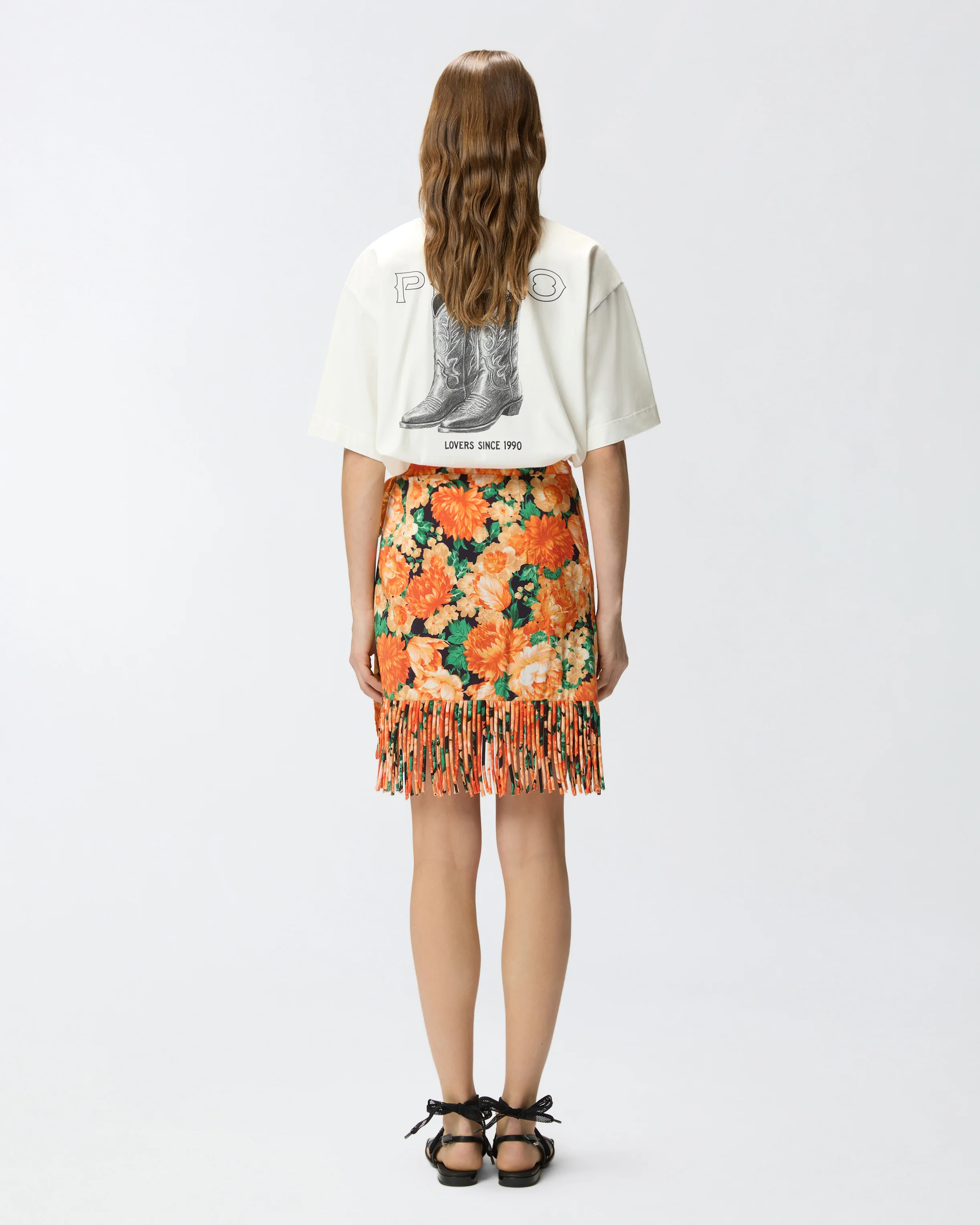 Short skirt with fringing and Botanic Garden print - Image 3