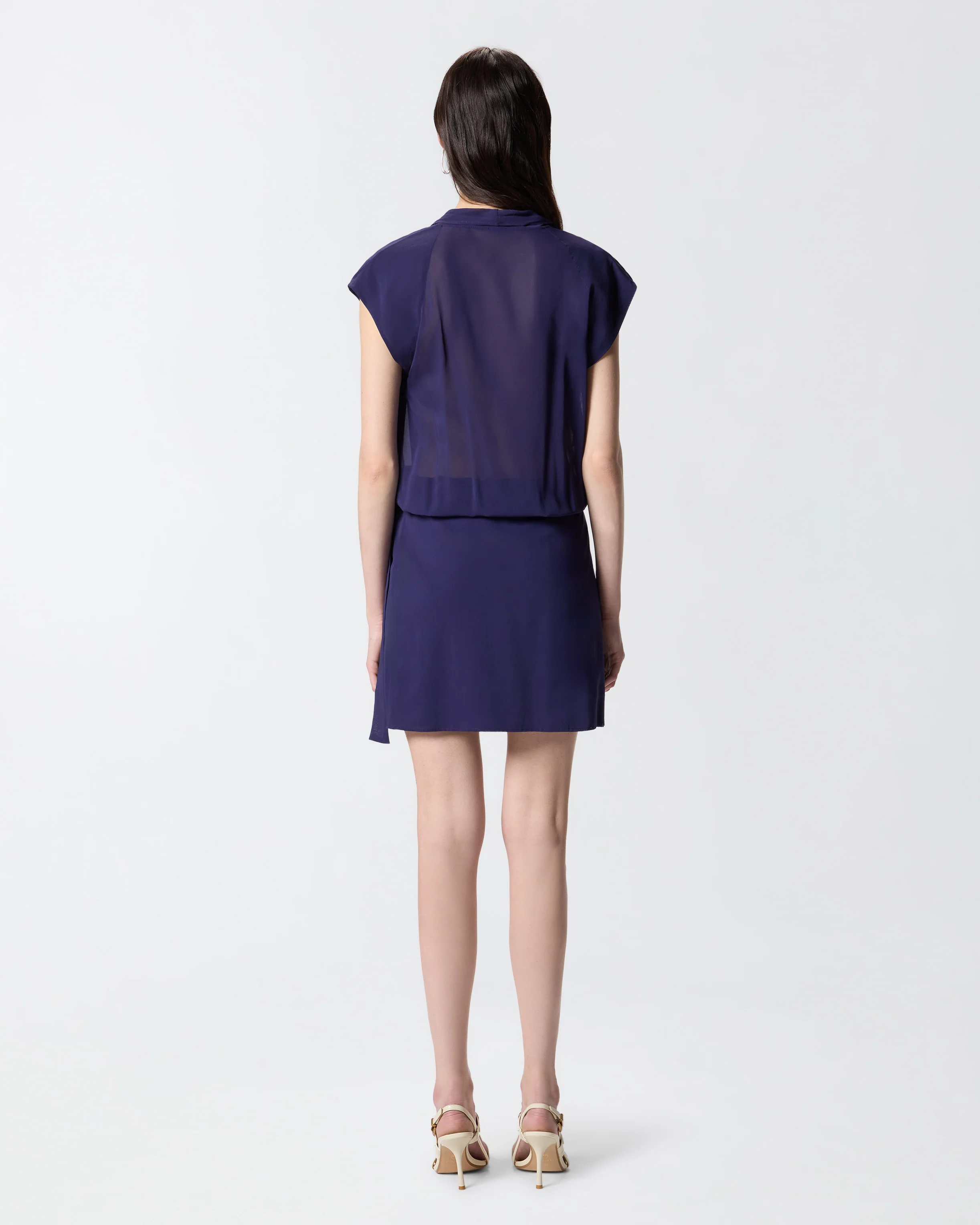 Short wrap dress with sheer details - Image 3