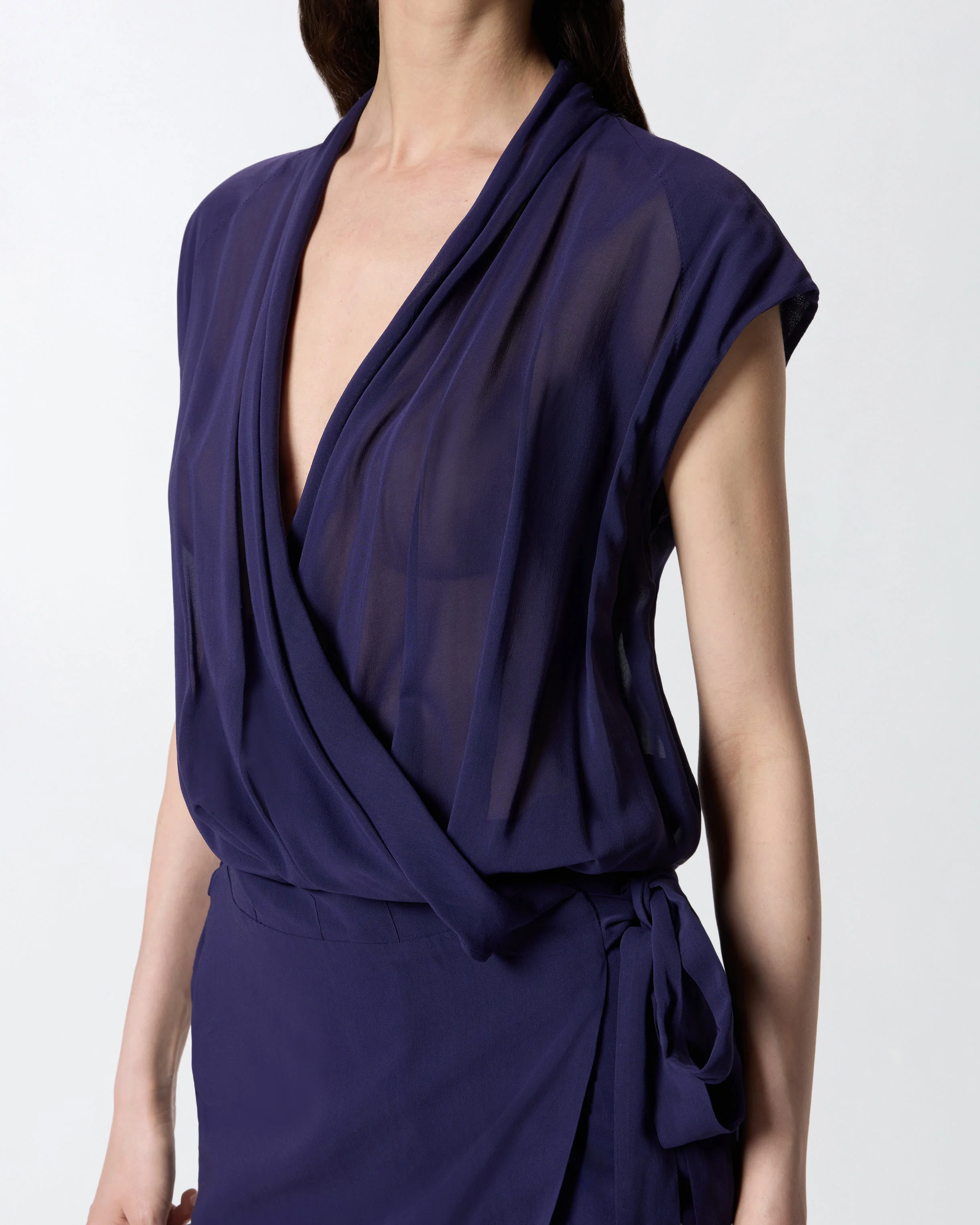 Short wrap dress with sheer details - Image 4