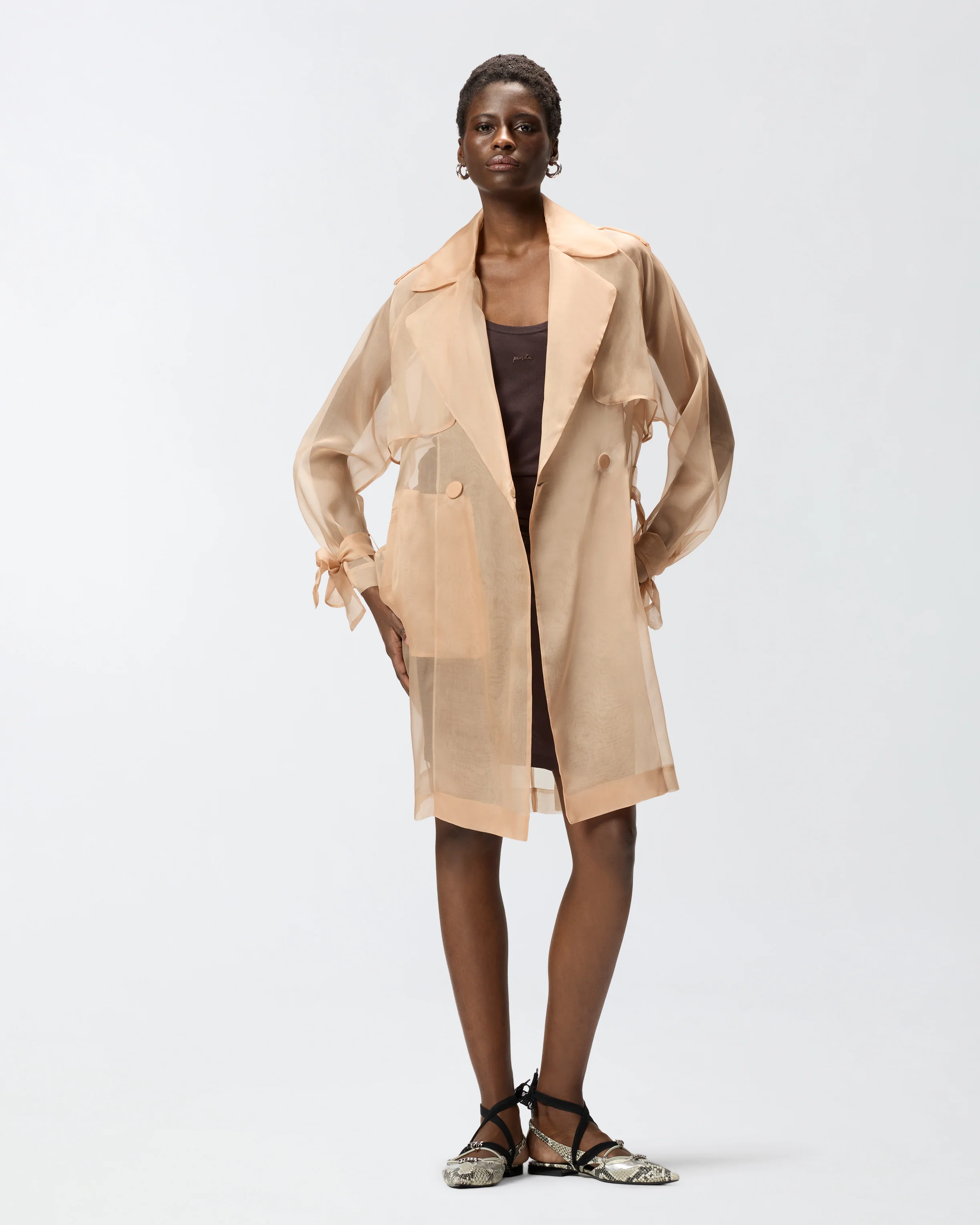 Silk organza trench coat - Image 3