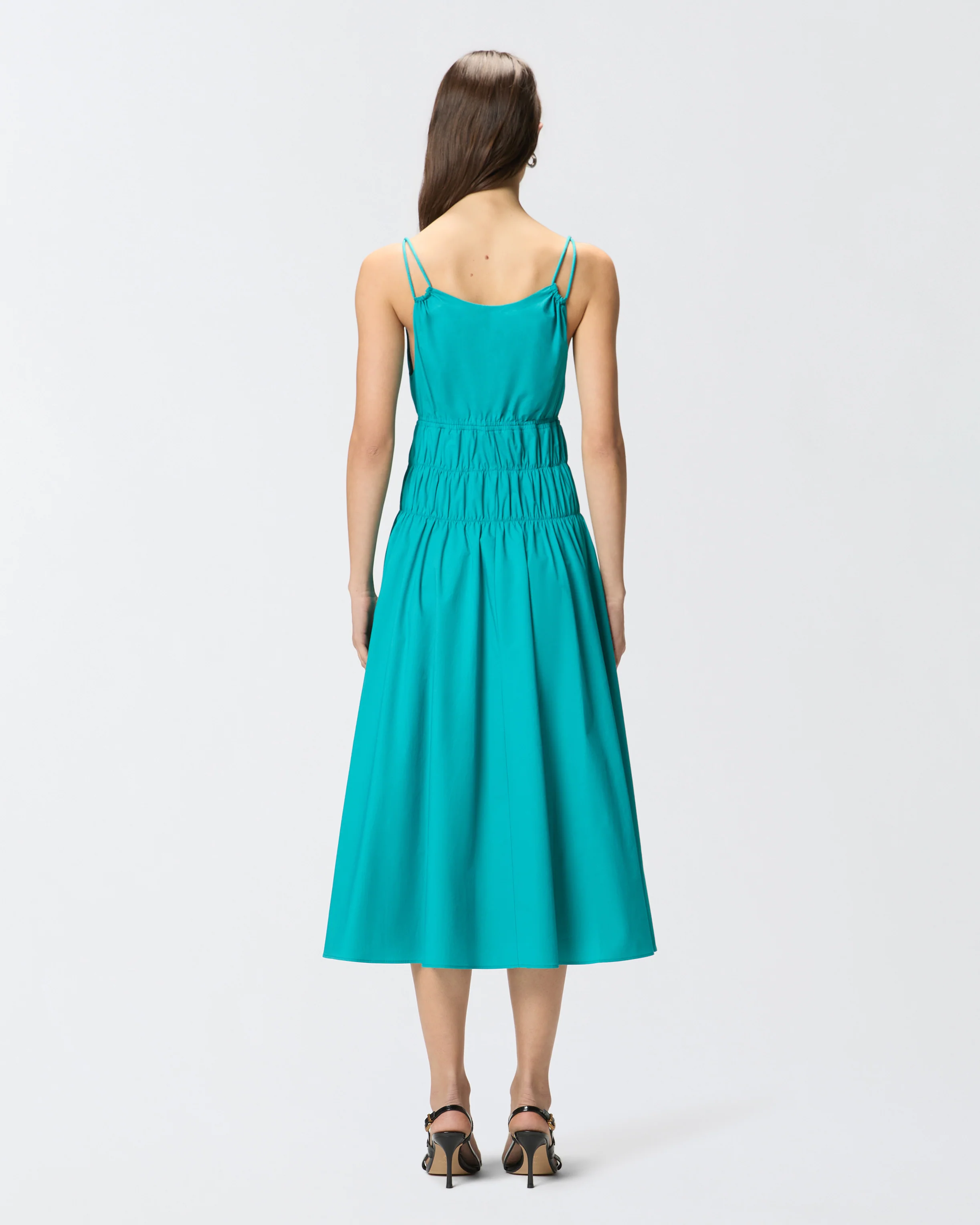 Sleeveless midi dress with pleats and gathering - Image 3