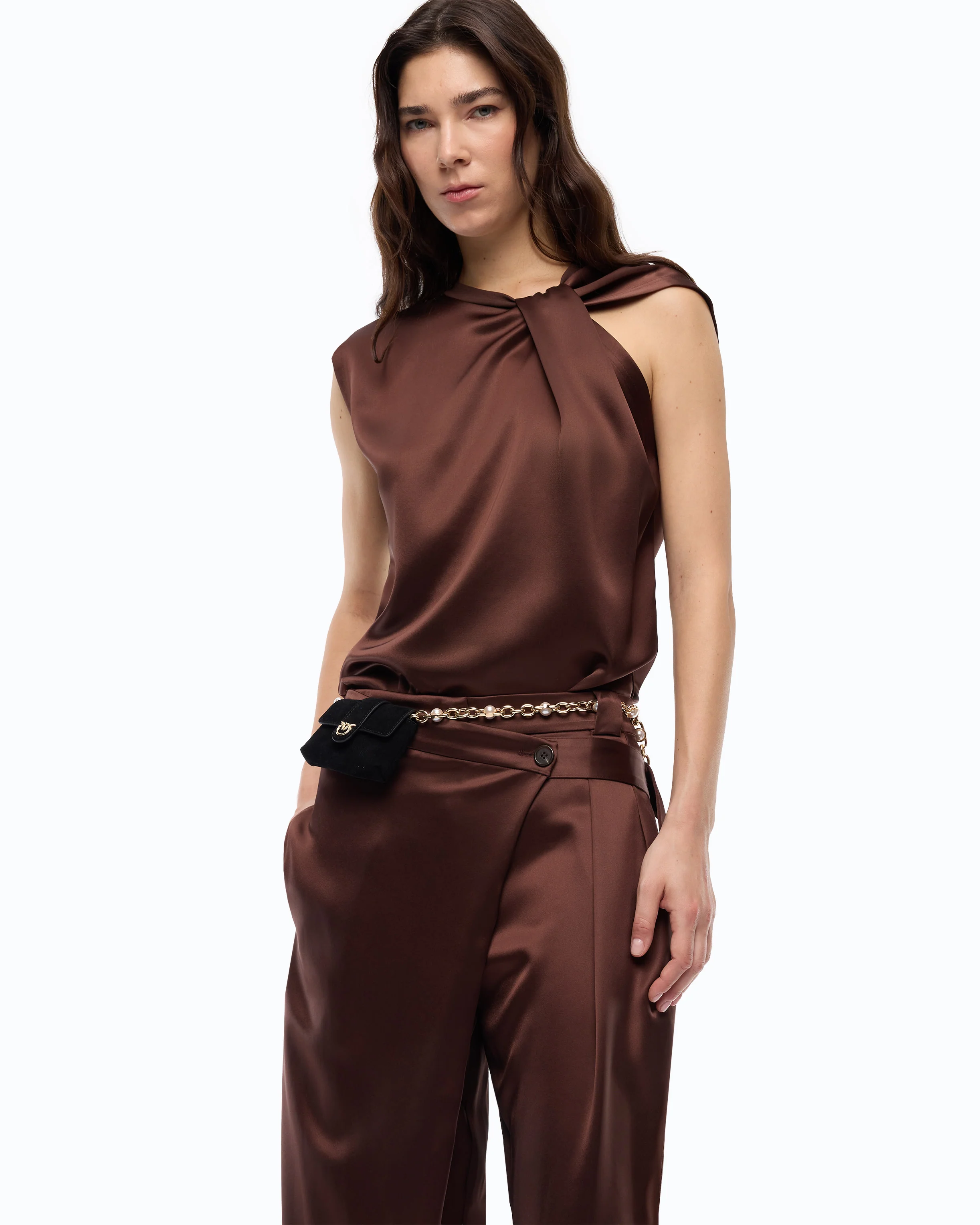 Sleeveless satin blouse