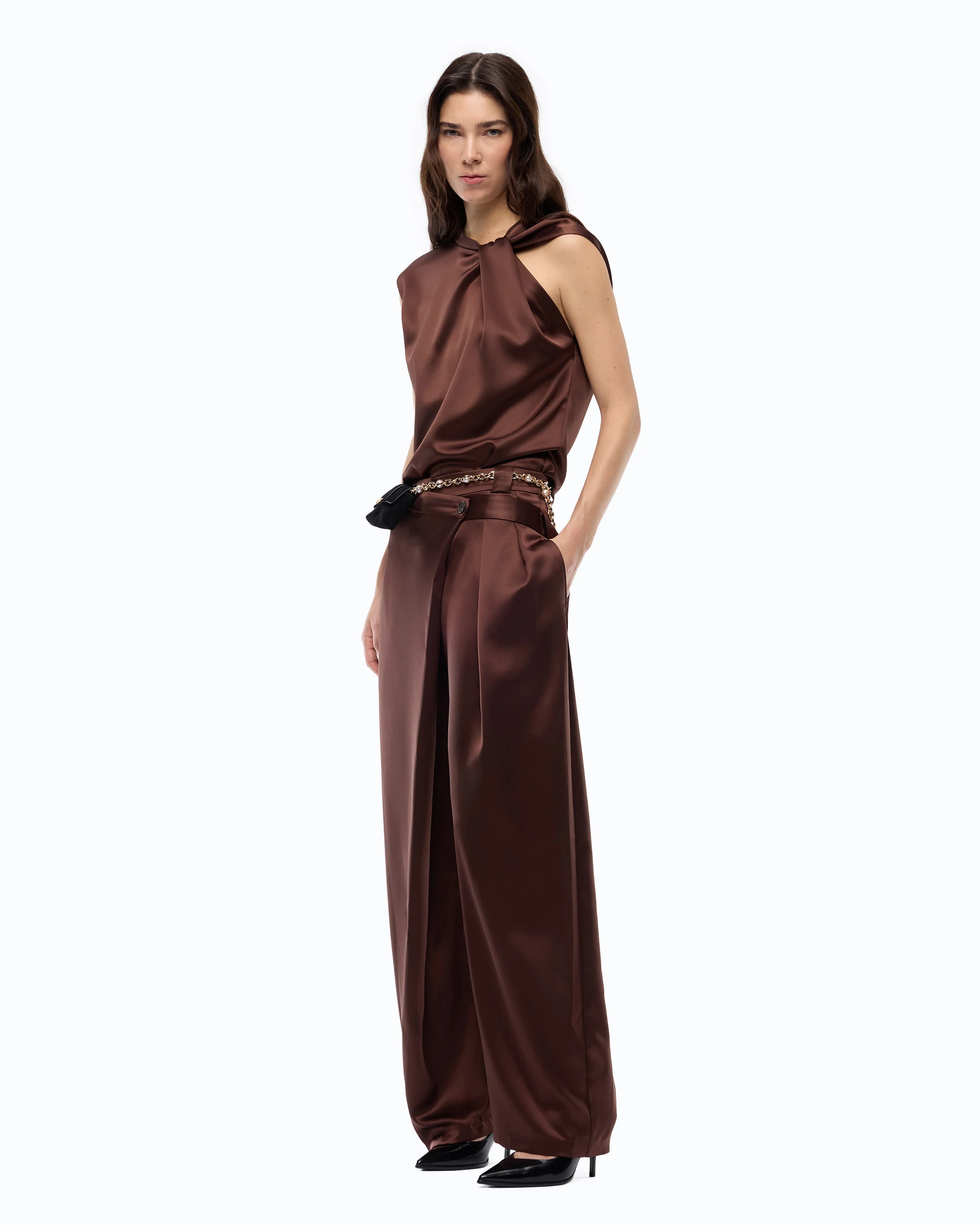 Sleeveless satin blouse - Image 2