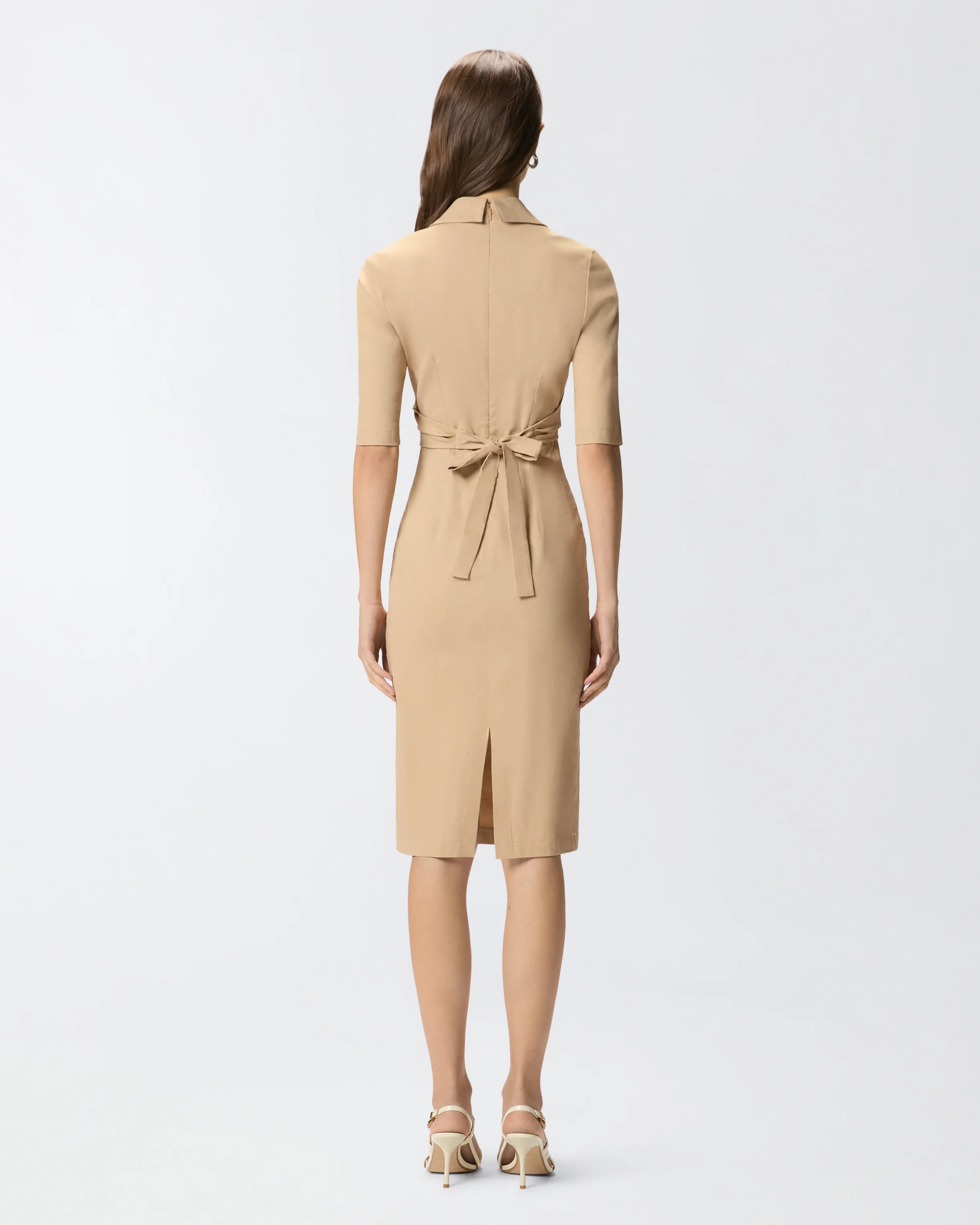 Slim-fit midi dress with bow - Image 3
