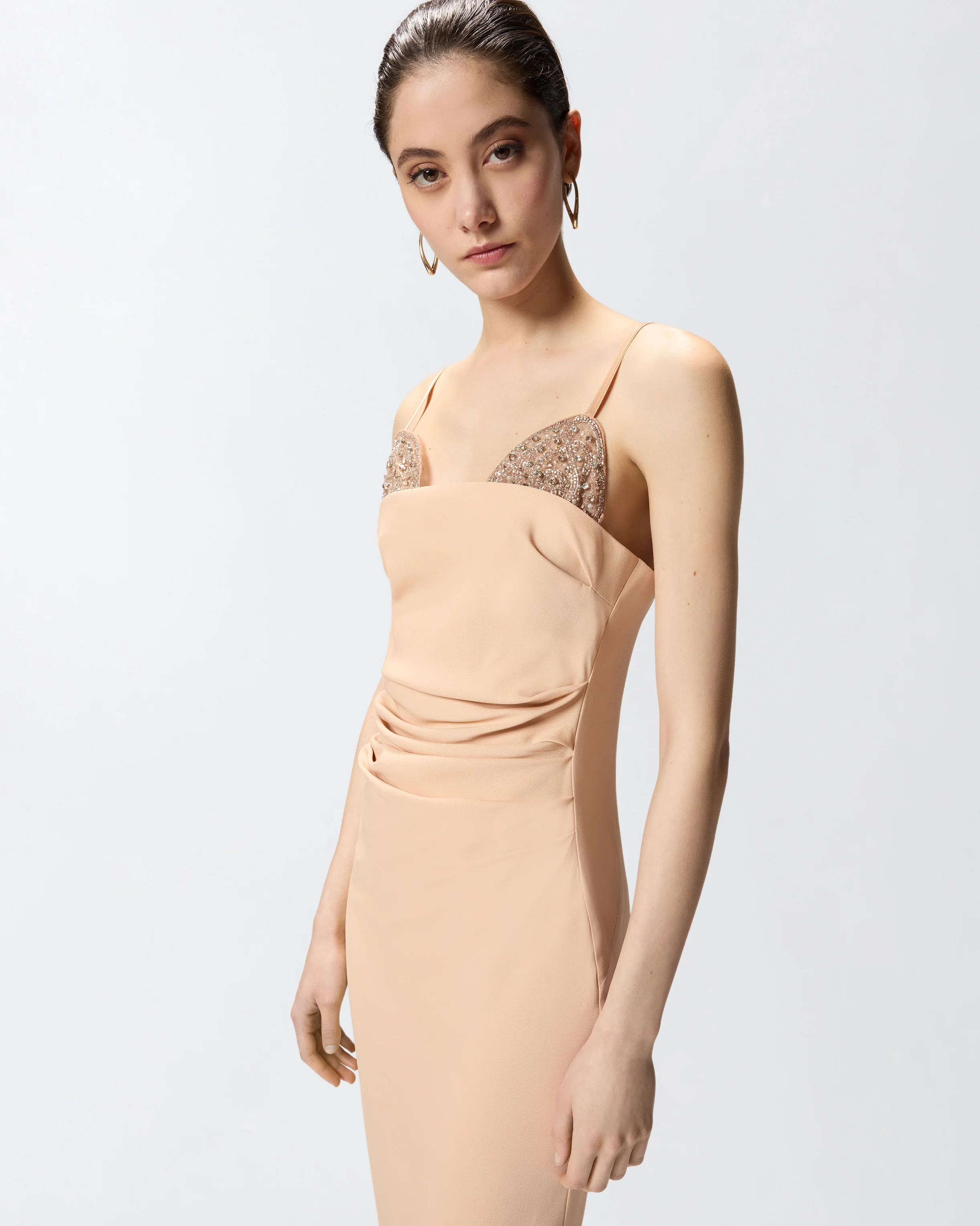 Slim-fit midi dress with jewel embroidery - Image 4