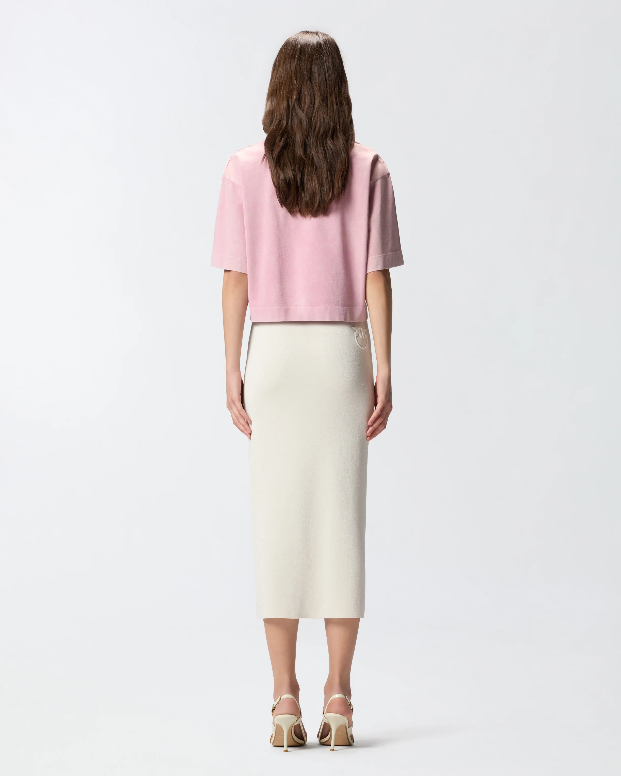 Slim-fitting midi skirt with contrasting bands - Image 3