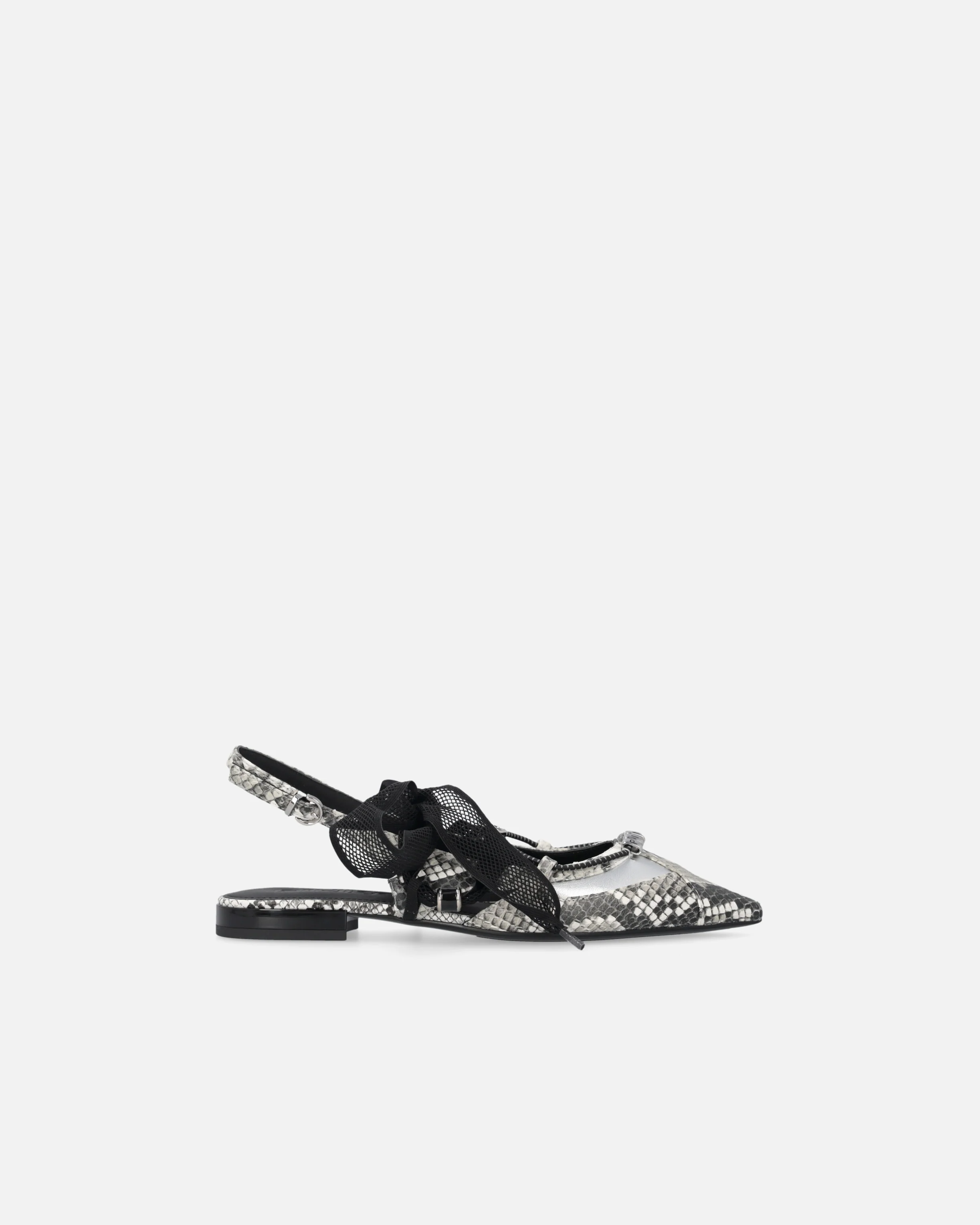 Slingback ballerinas with python print and ties