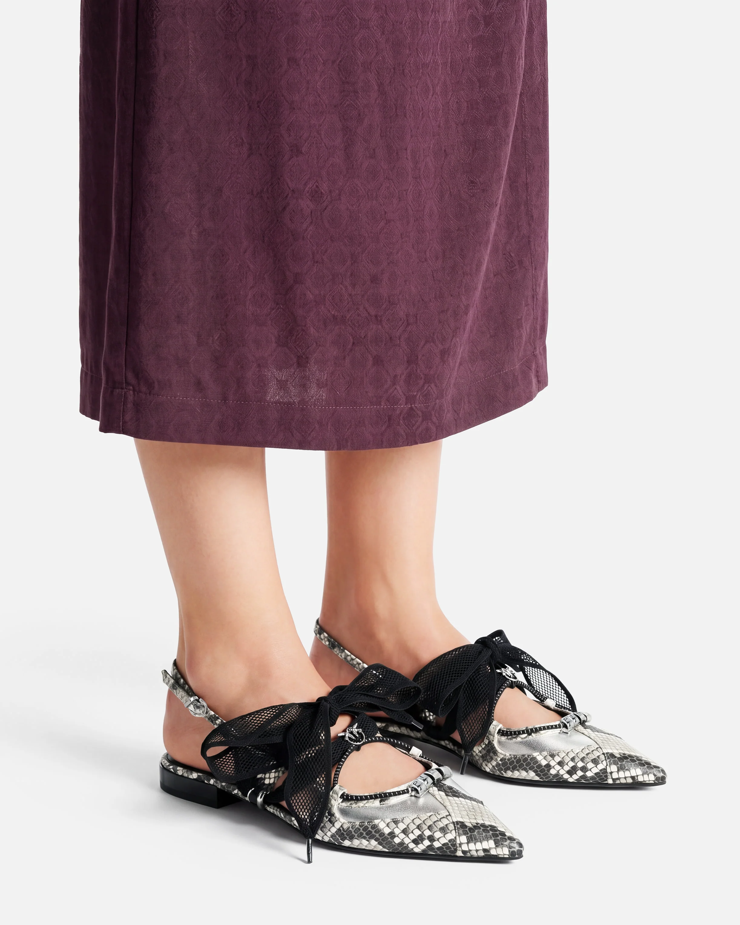 Slingback ballerinas with python print and ties - Image 10