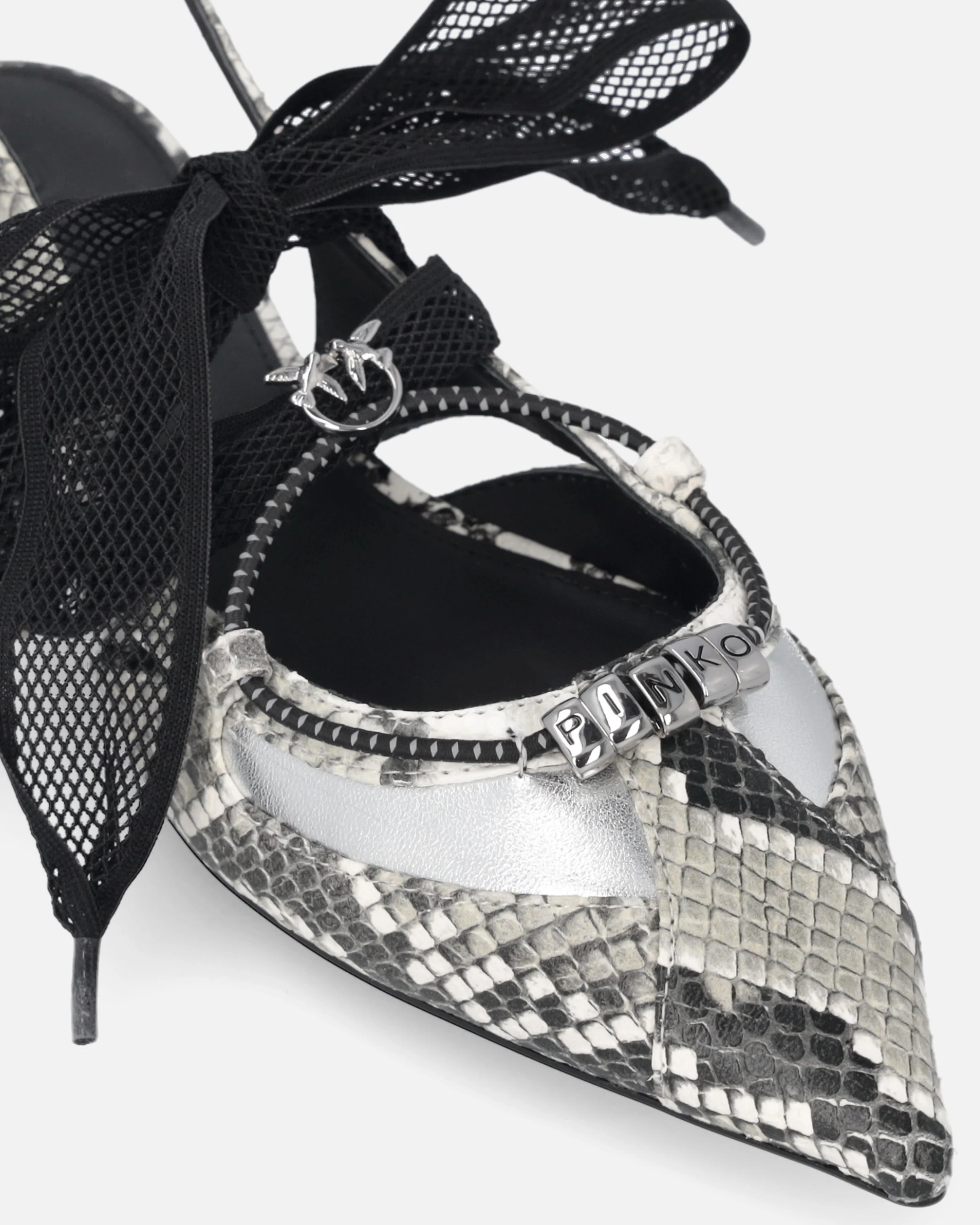 Slingback ballerinas with python print and ties - Image 4