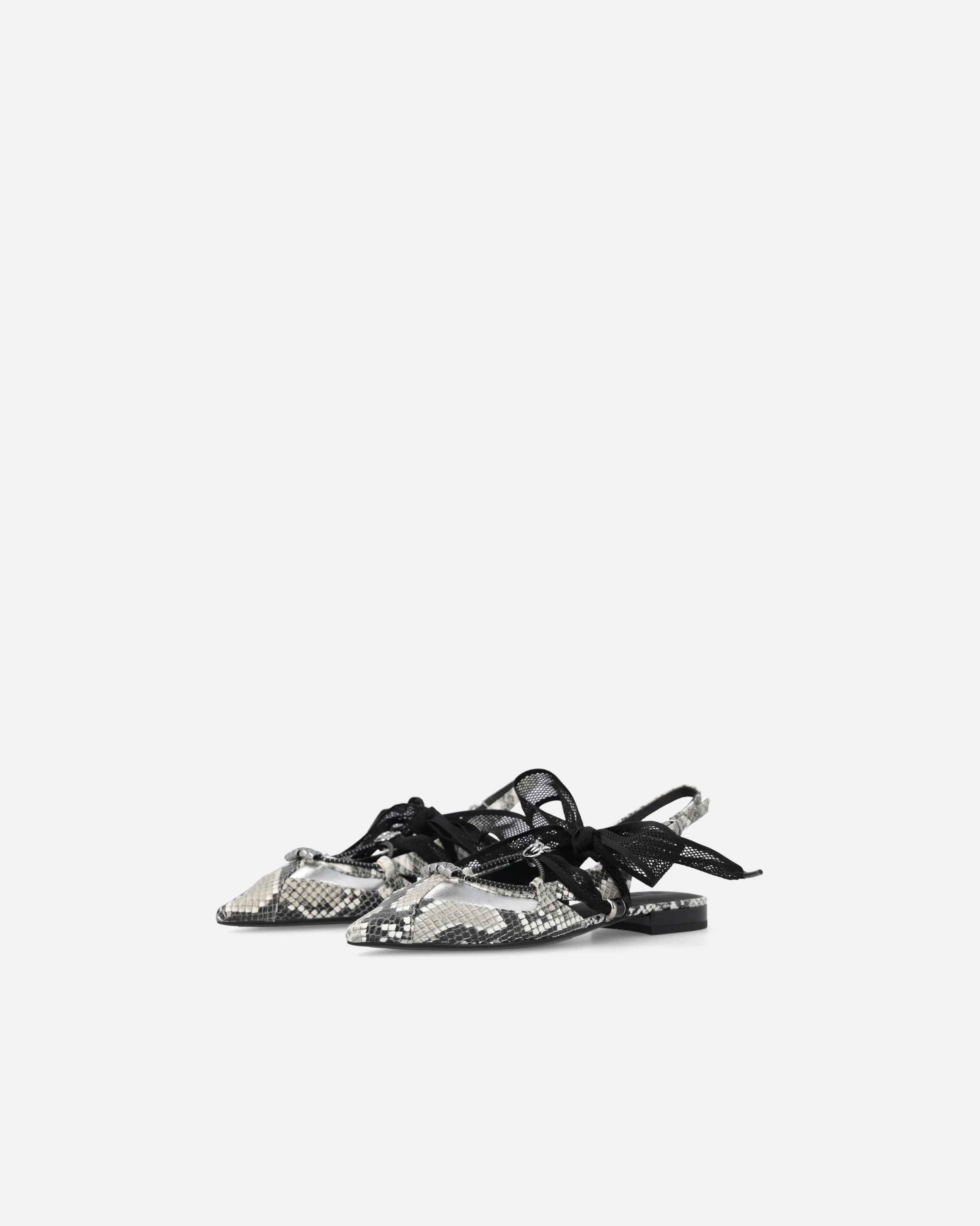 Slingback ballerinas with python print and ties - Image 6