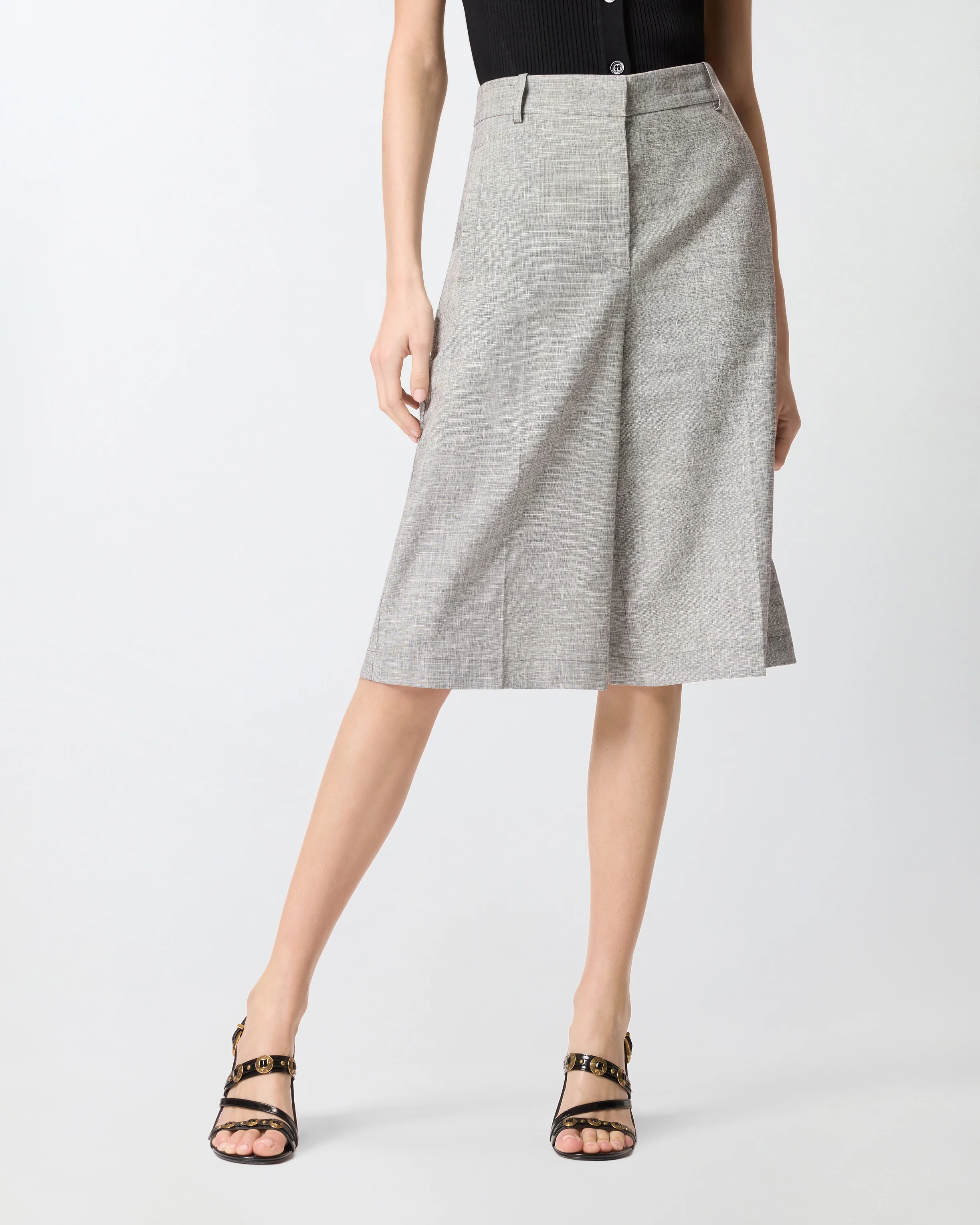 Slub shorts with pressed pleat detail - Image 2