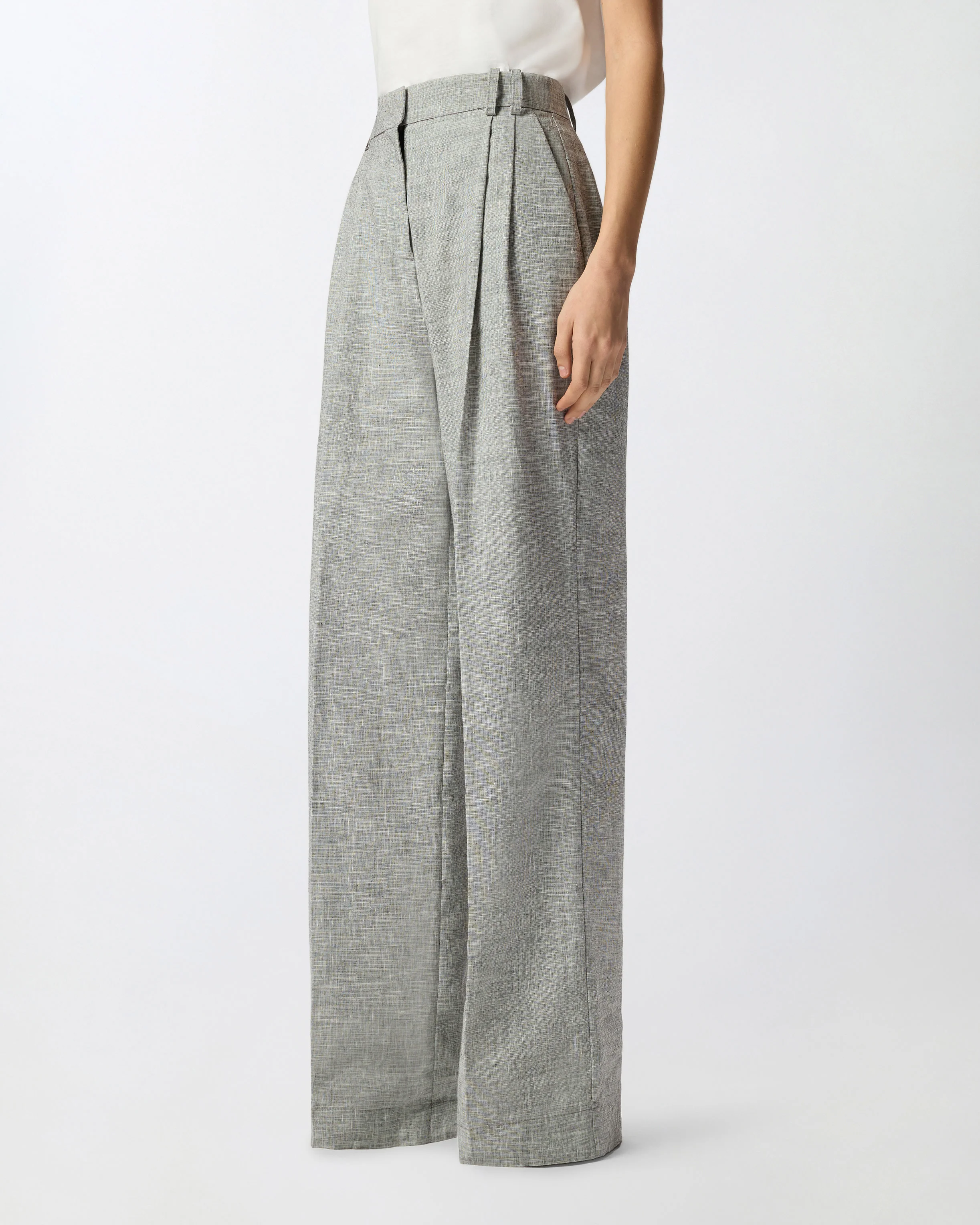 Slub trousers with pressed pleat detail - Image 2