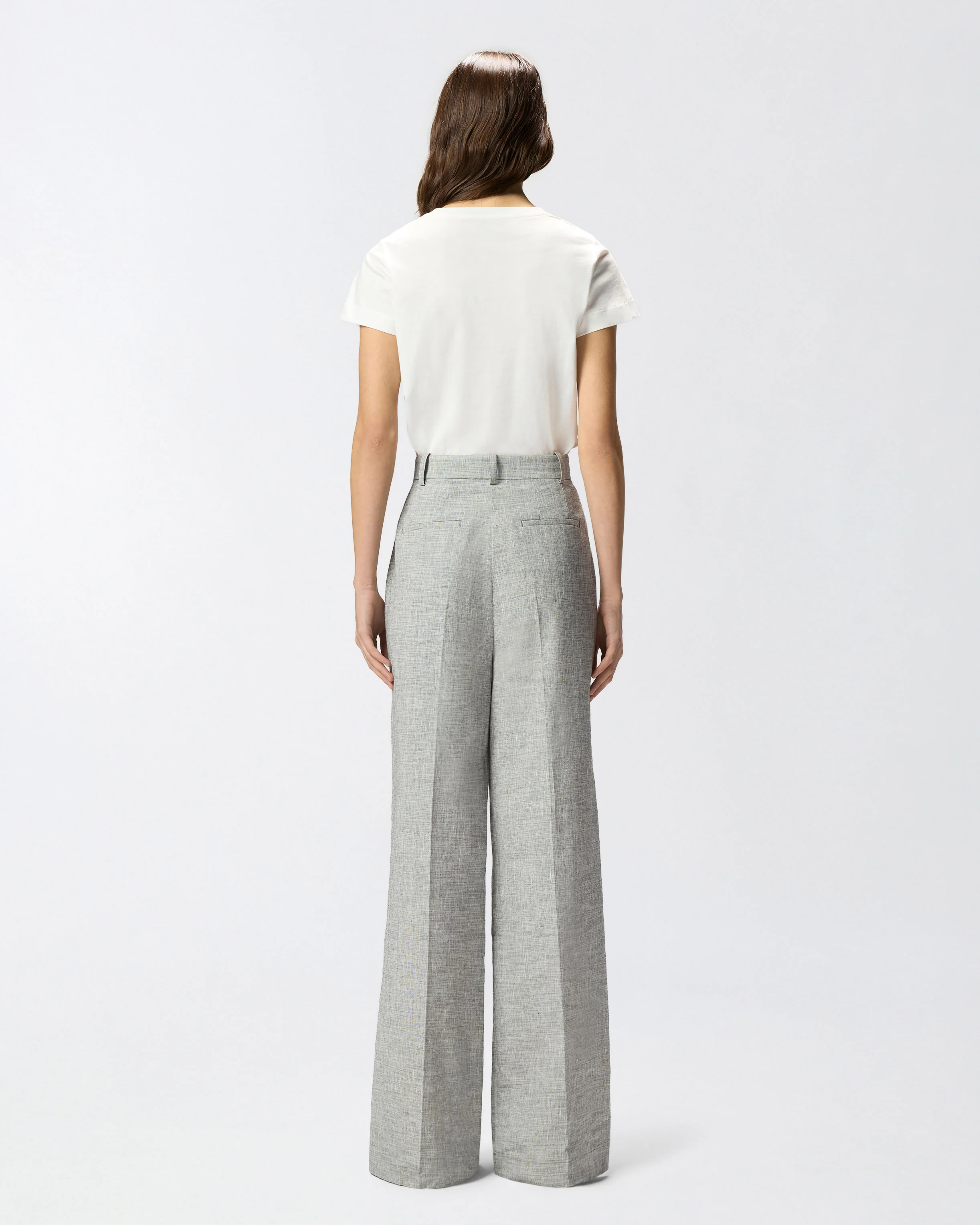 Slub trousers with pressed pleat detail - Image 3