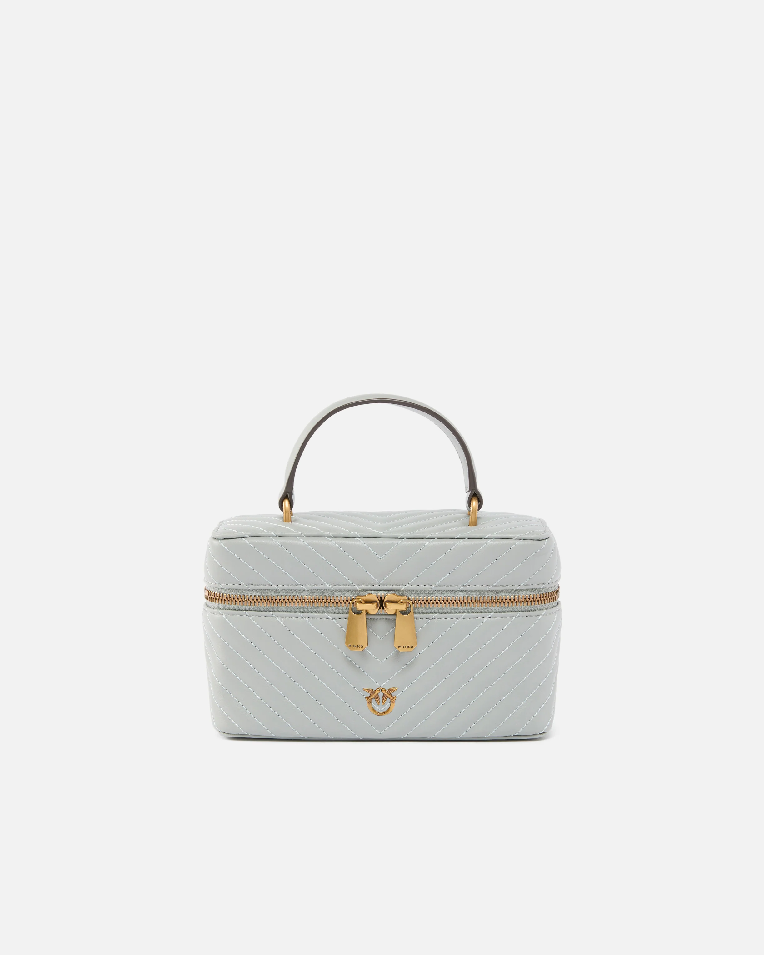Small beauty case with shoulder strap in chevron nappa