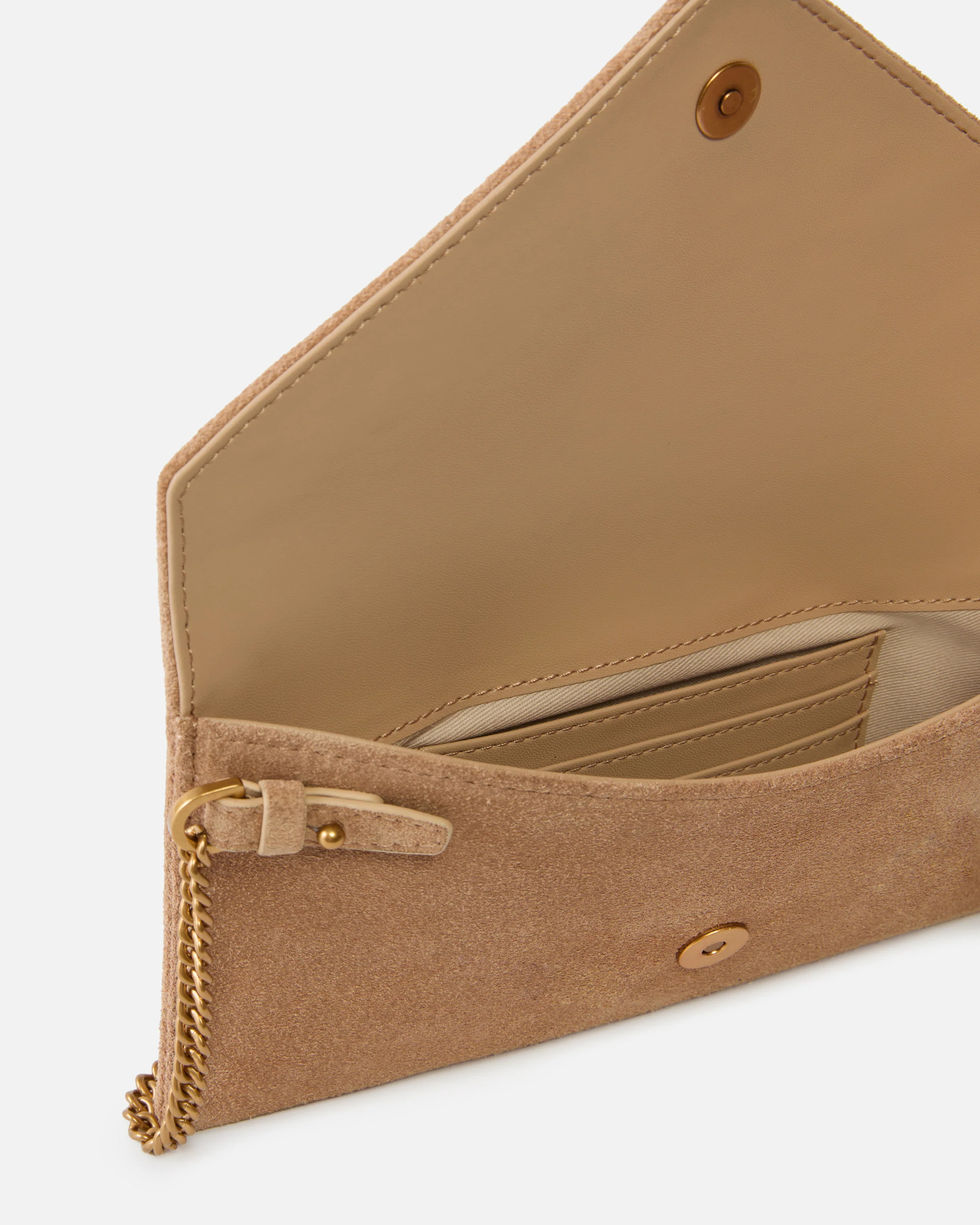 Small clutch bag in suede with studs and shoulder strap - Image 4