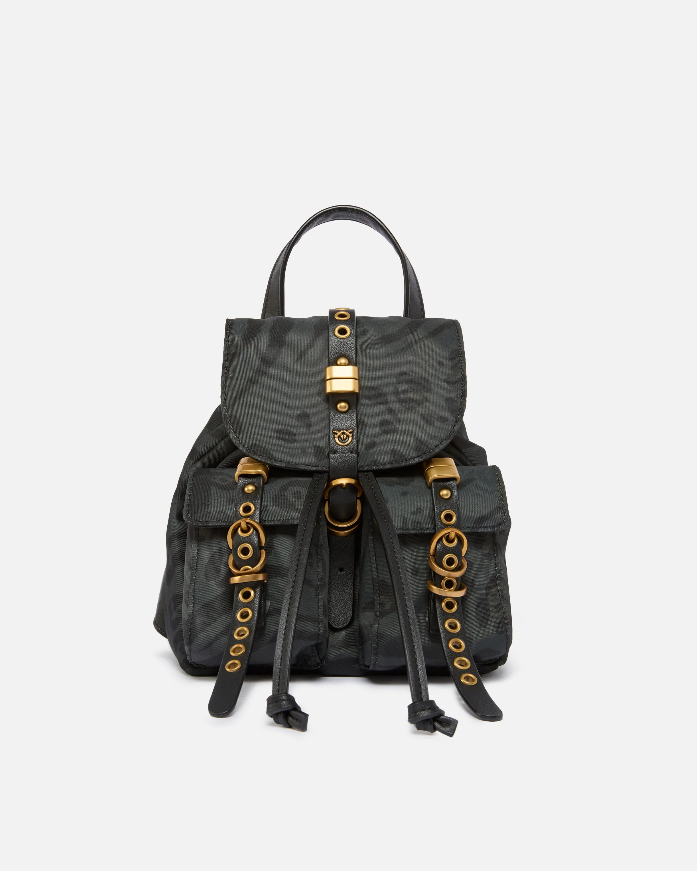 Small nylon backpack with animal print