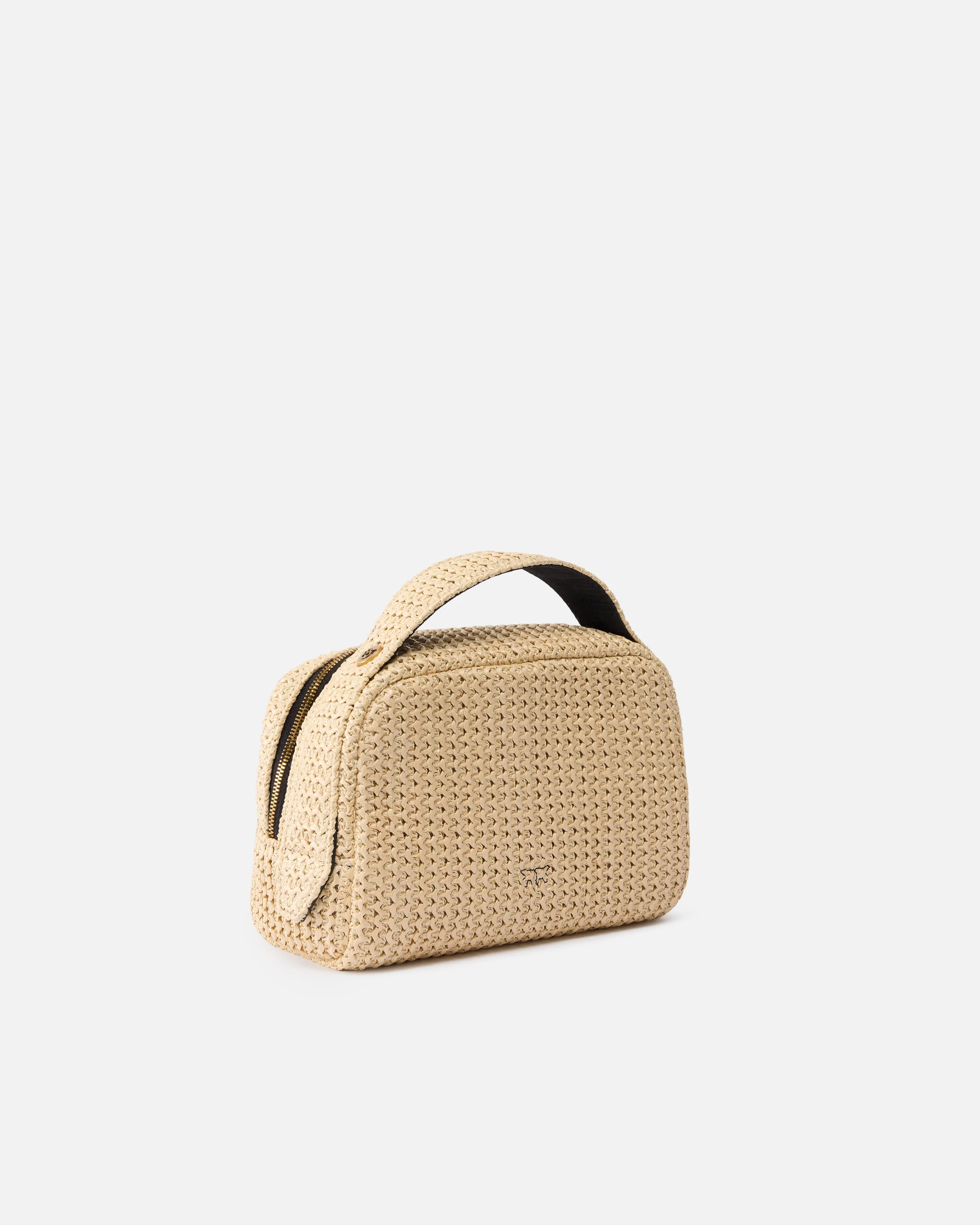 Small raffia bag with logo and handle - Image 2