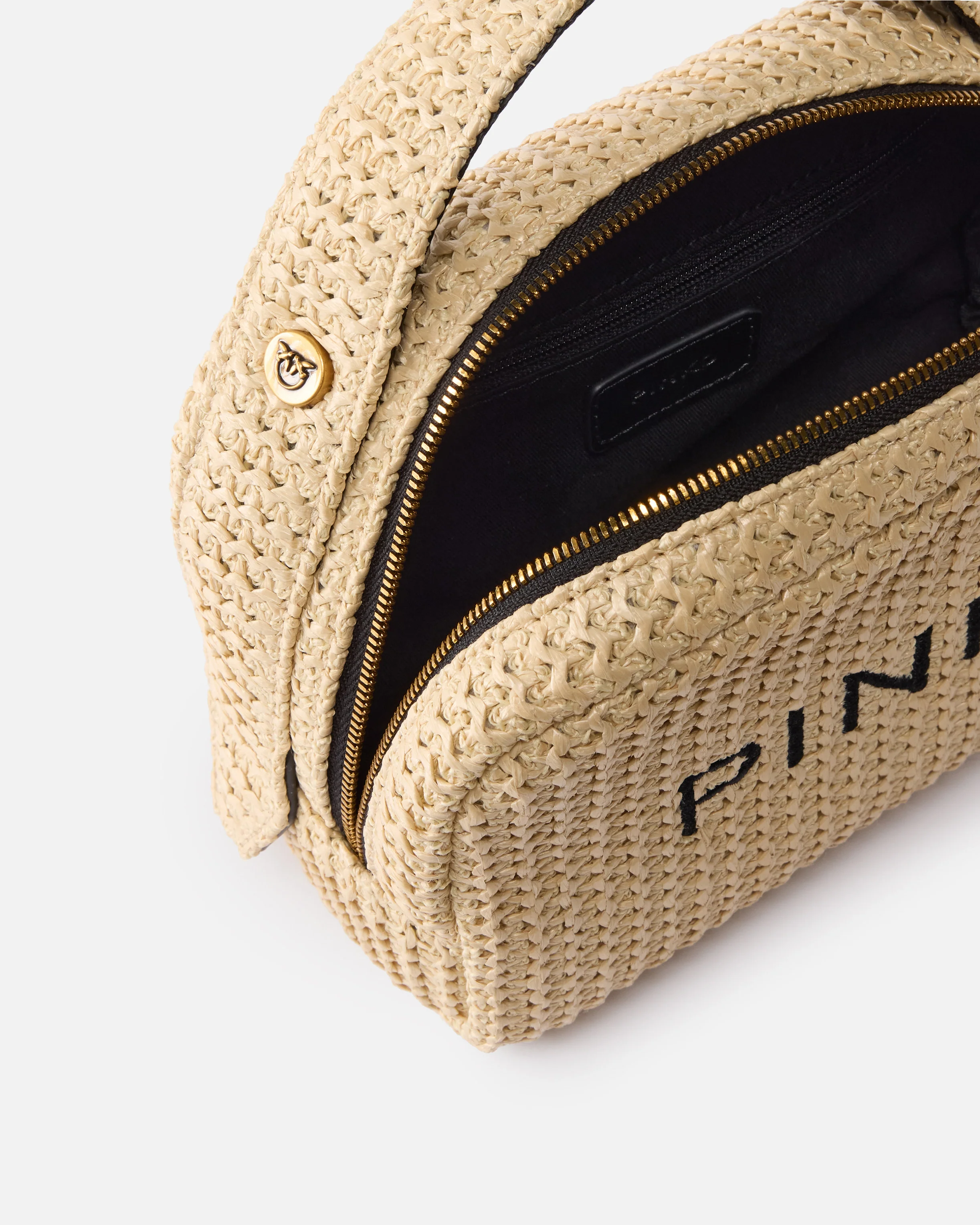 Small raffia bag with logo and handle - Image 4