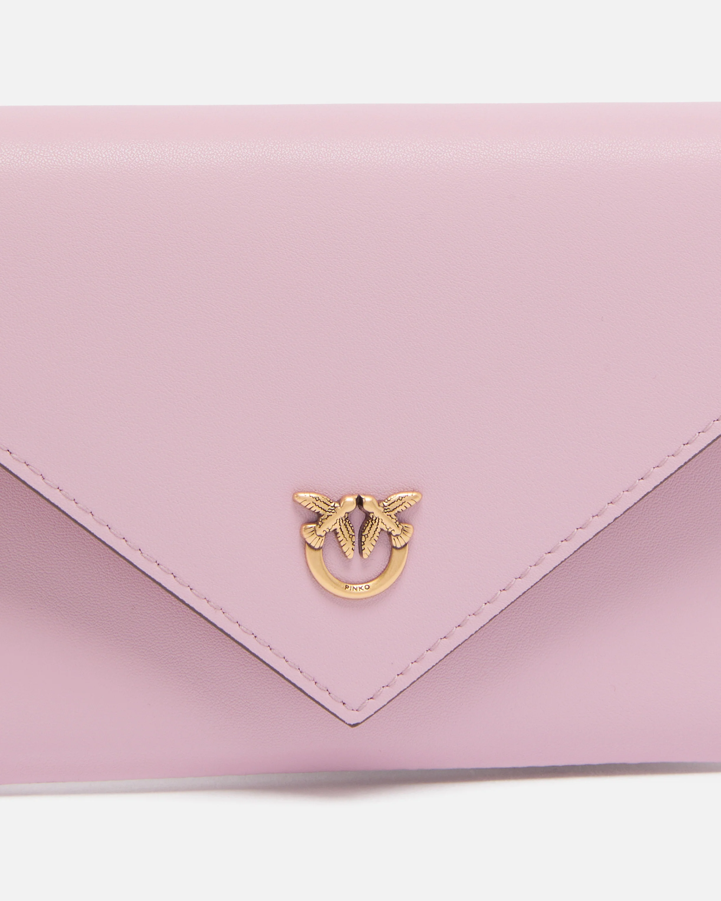 Small smooth leather envelope clutch bag with Love Birds logo - Image 3