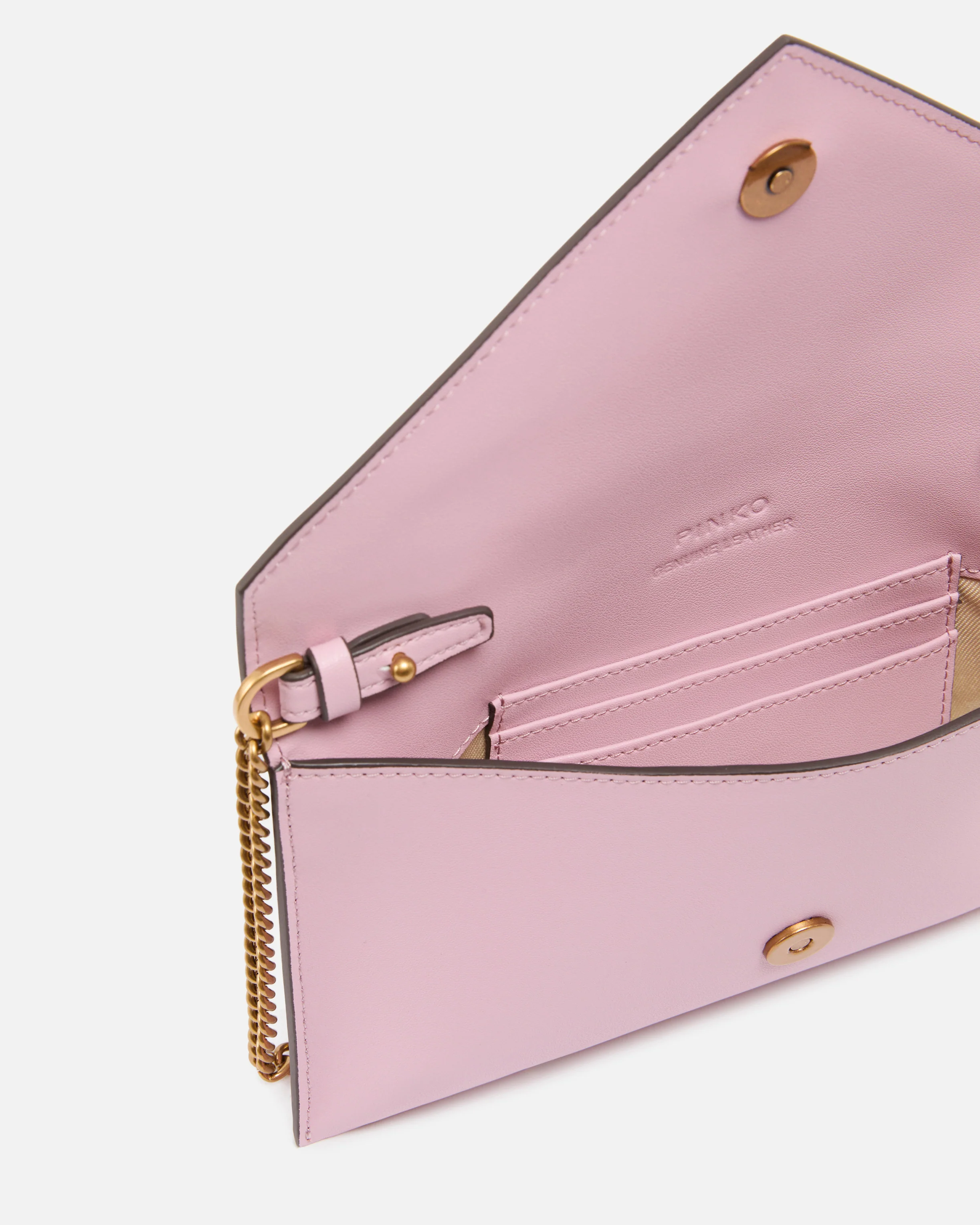Small smooth leather envelope clutch bag with Love Birds logo - Image 4
