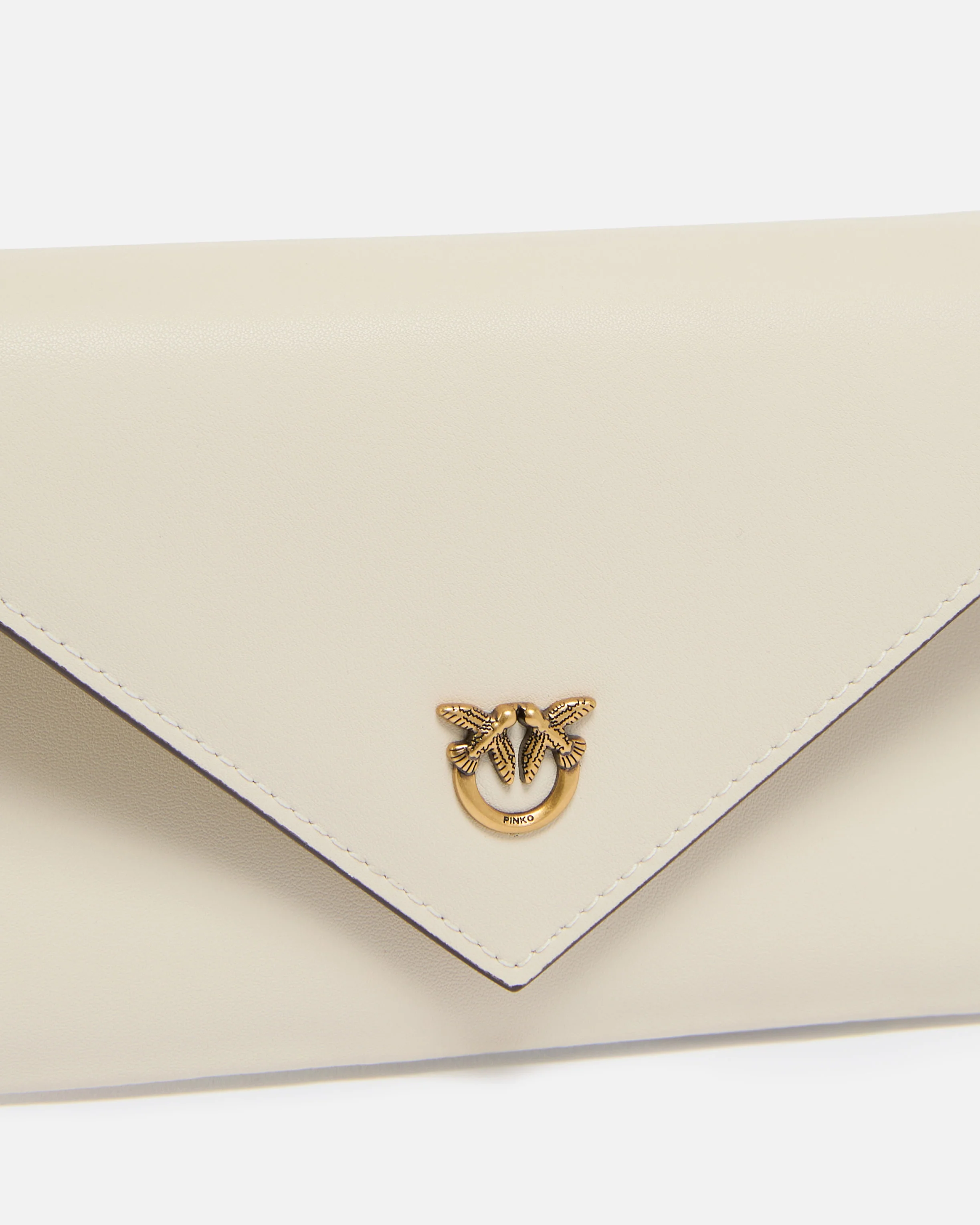 Small smooth leather envelope clutch bag with Love Birds logo - Image 3