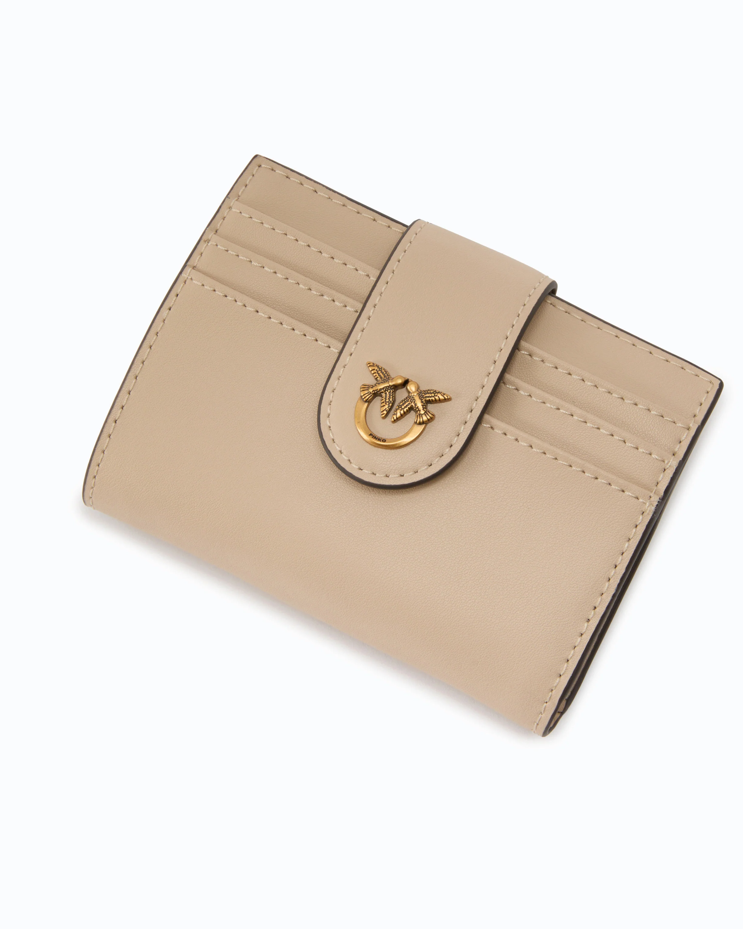 Small smooth leather wallet with logo - Image 4