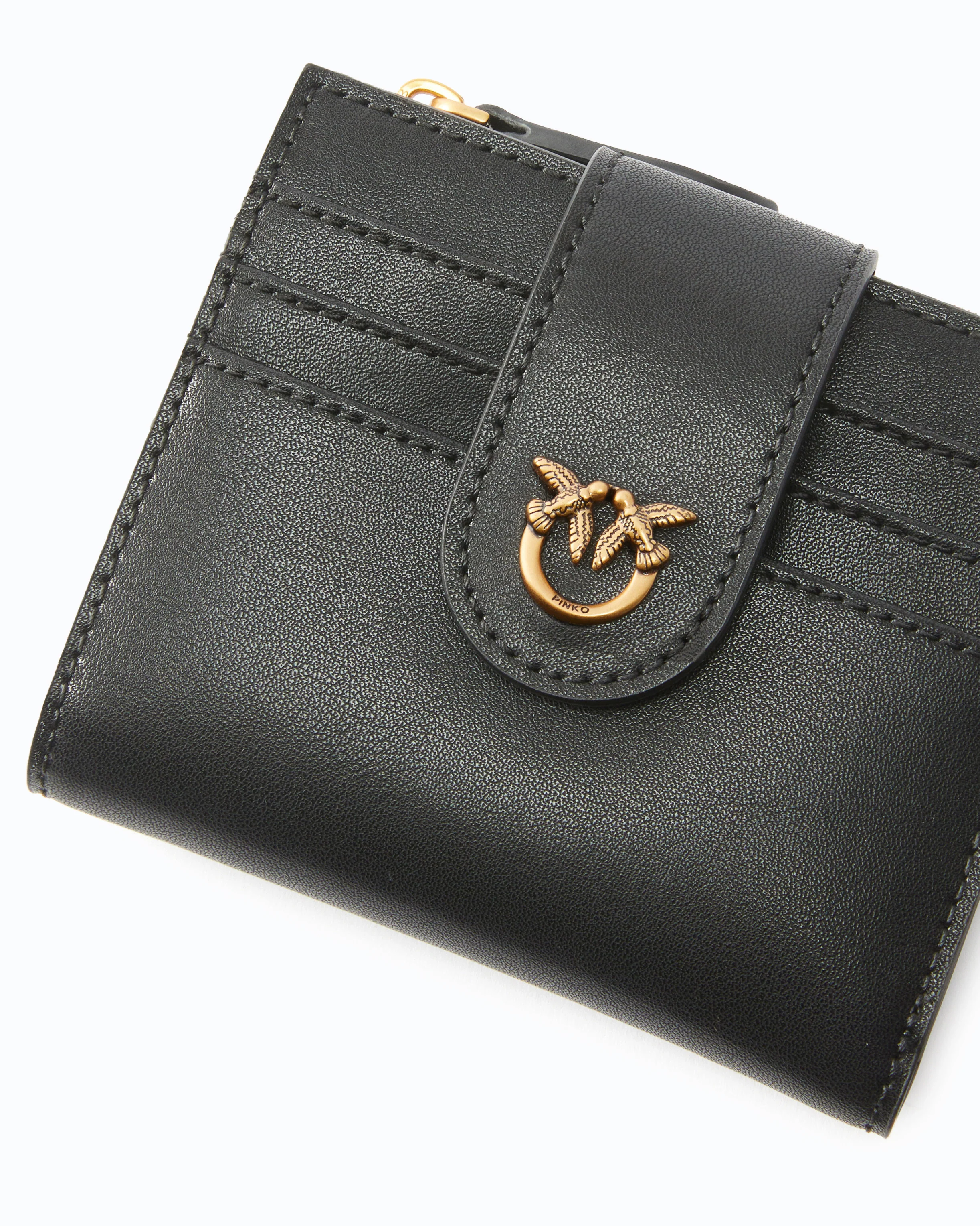 Small smooth leather wallet with logo - Image 4