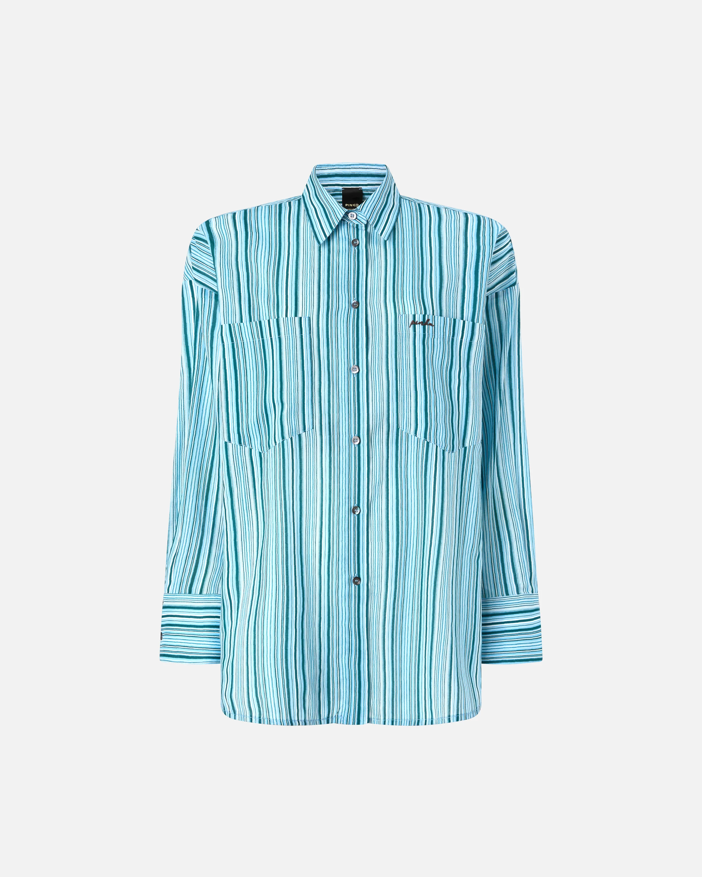 Striped cotton shirt with pockets - Image 5