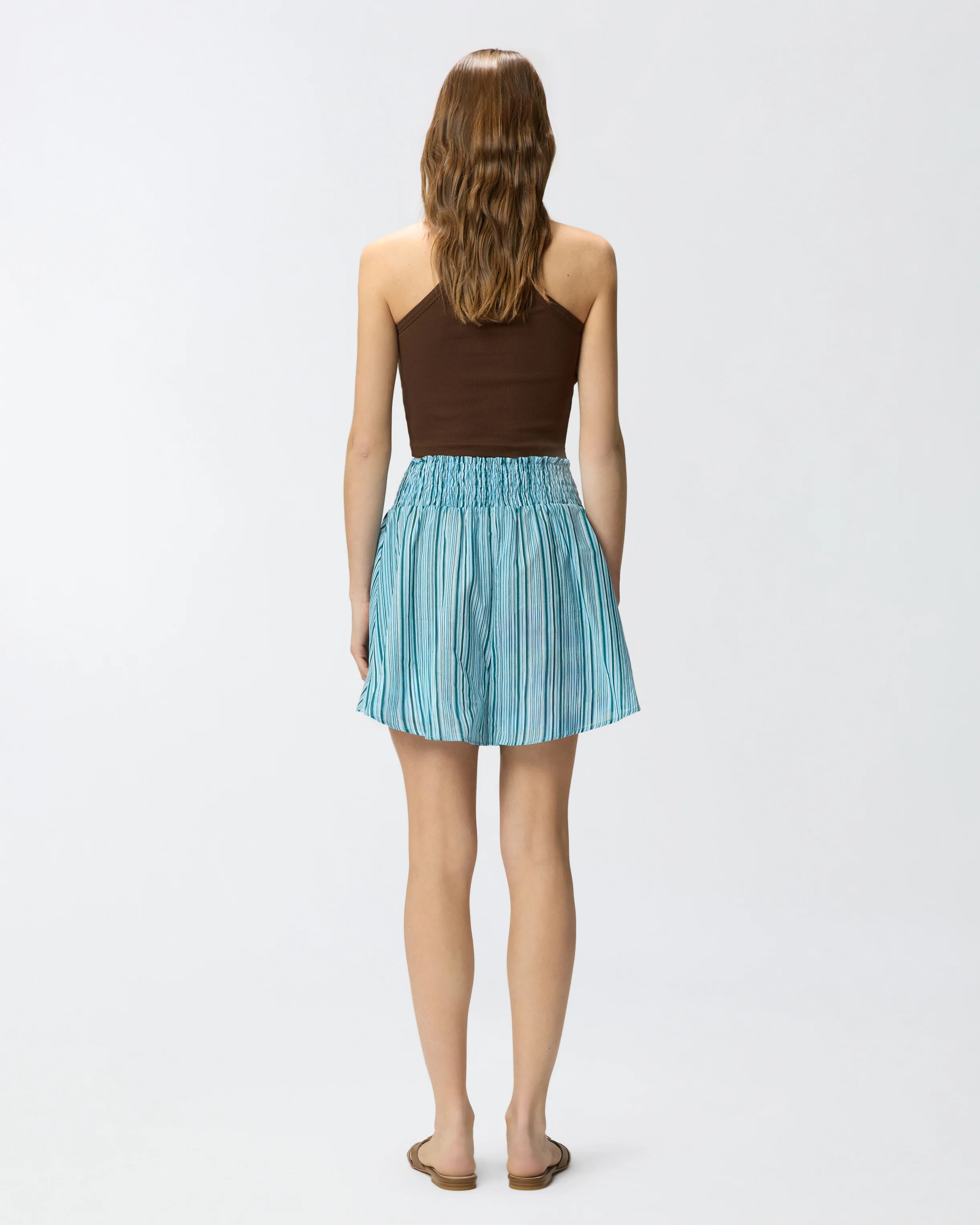 Striped cotton shorts with elasticated waist - Image 3