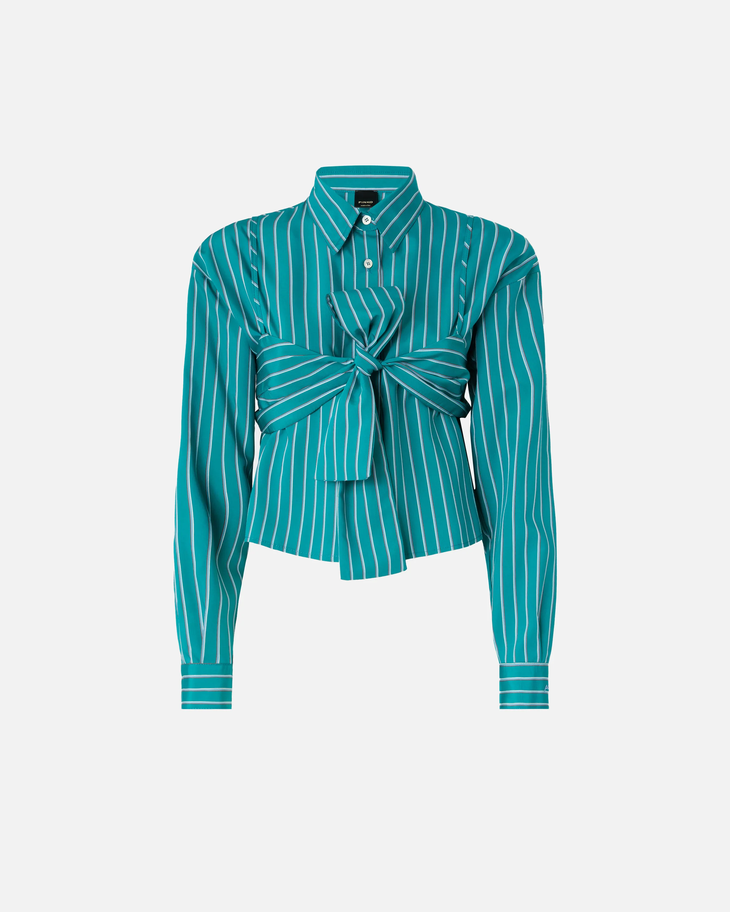 Striped cropped shirt with bow - Image 5