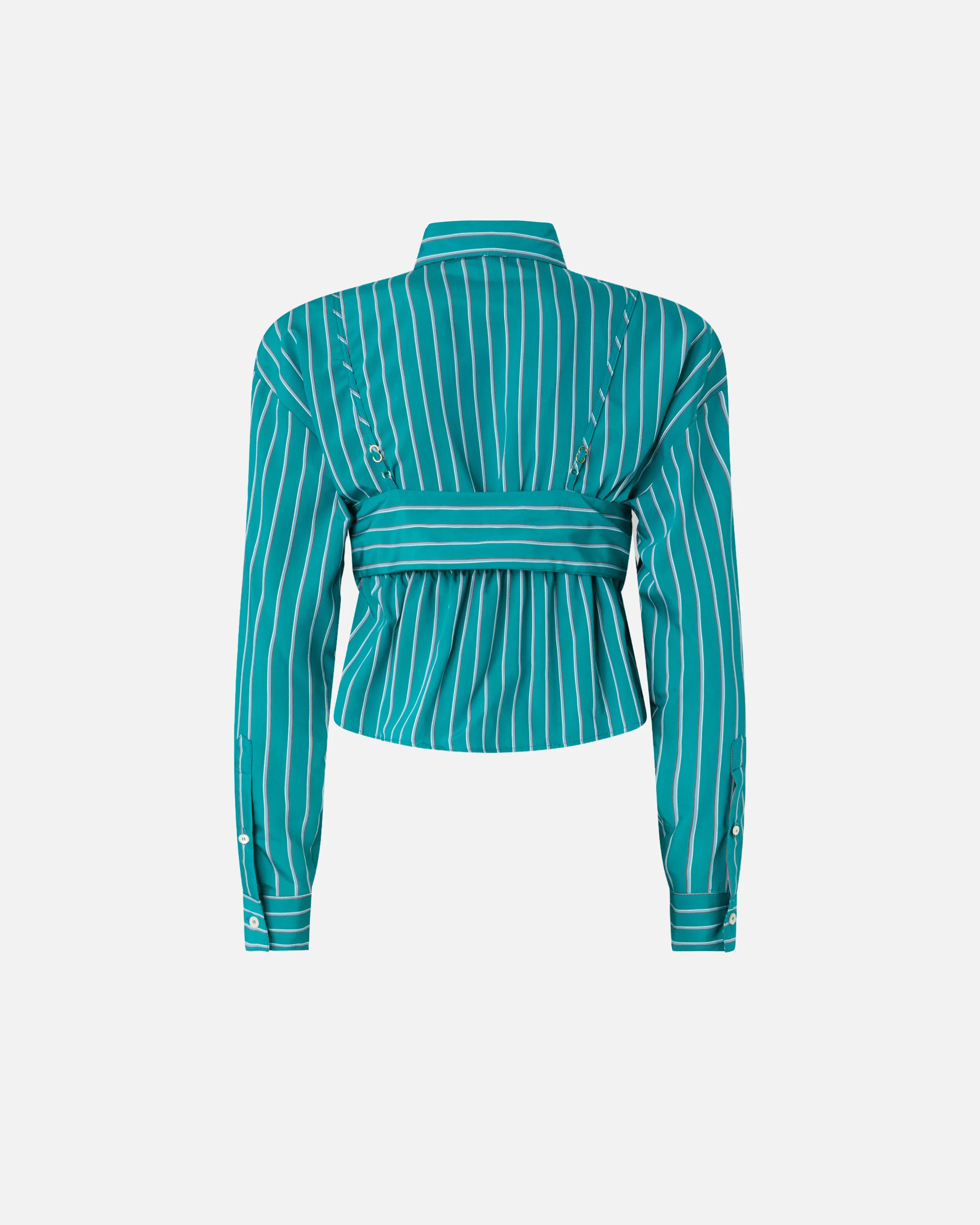 Striped cropped shirt with bow - Image 6
