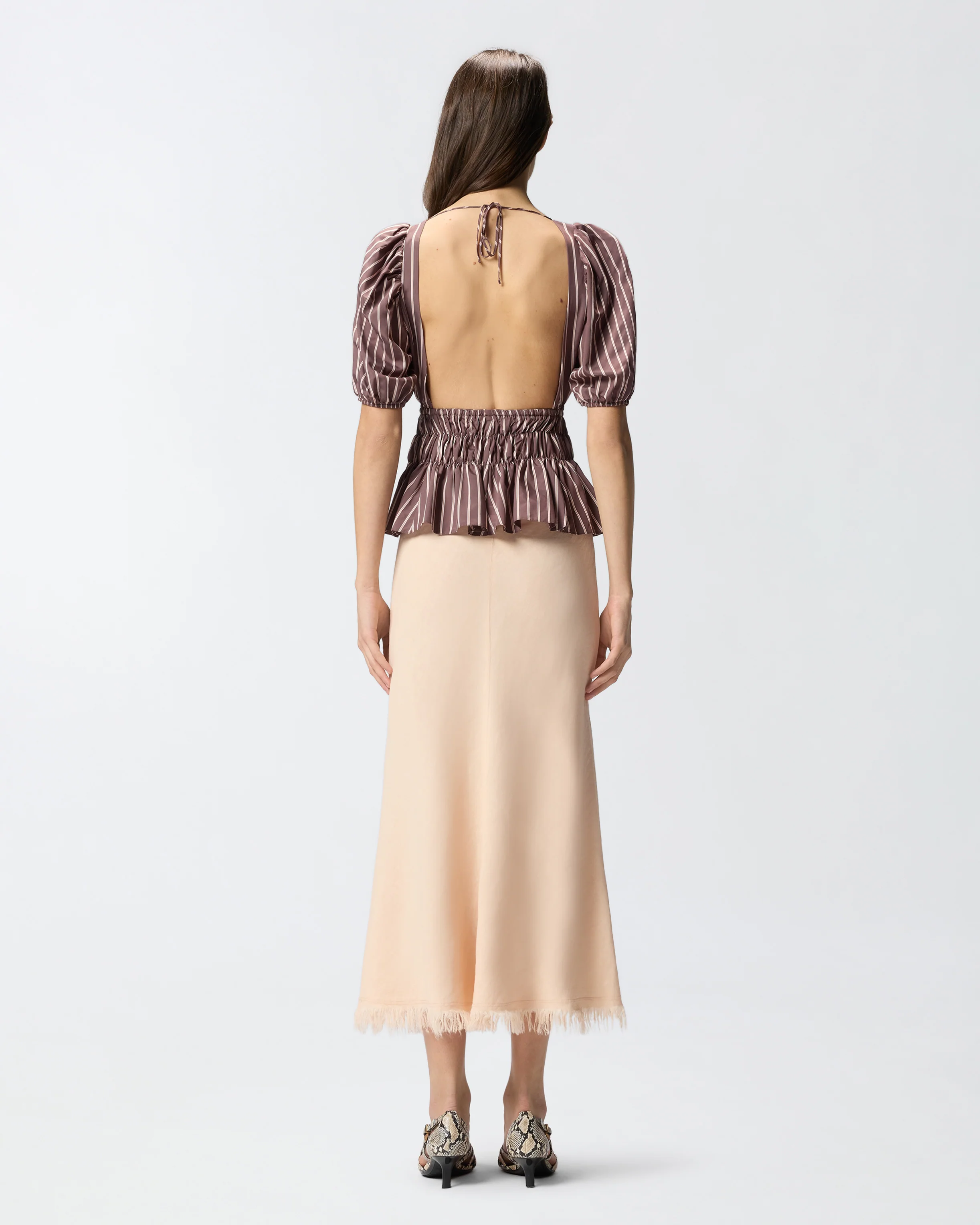 Striped cropped top with open back - Image 3