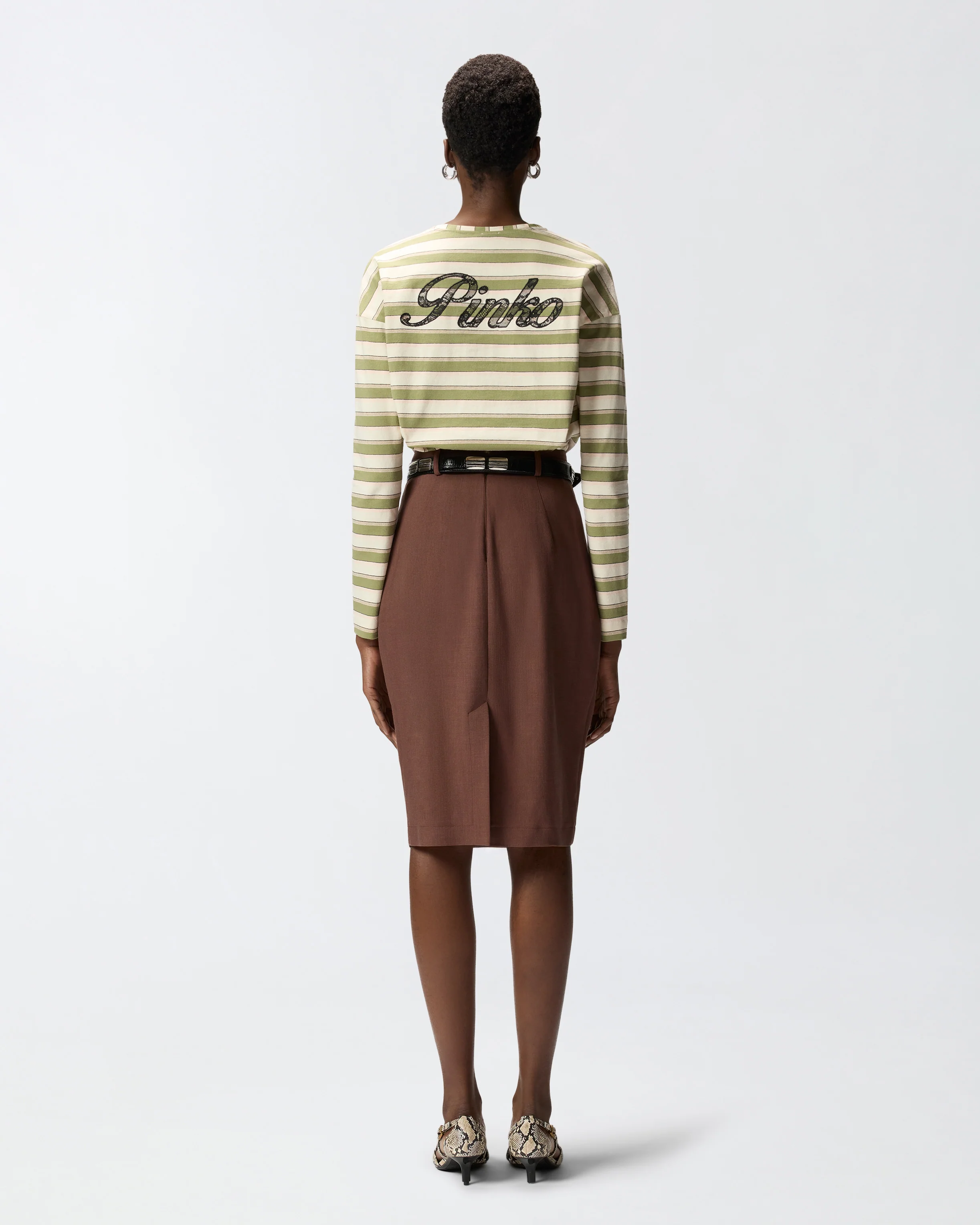 Striped jersey top with structured collar - Image 3