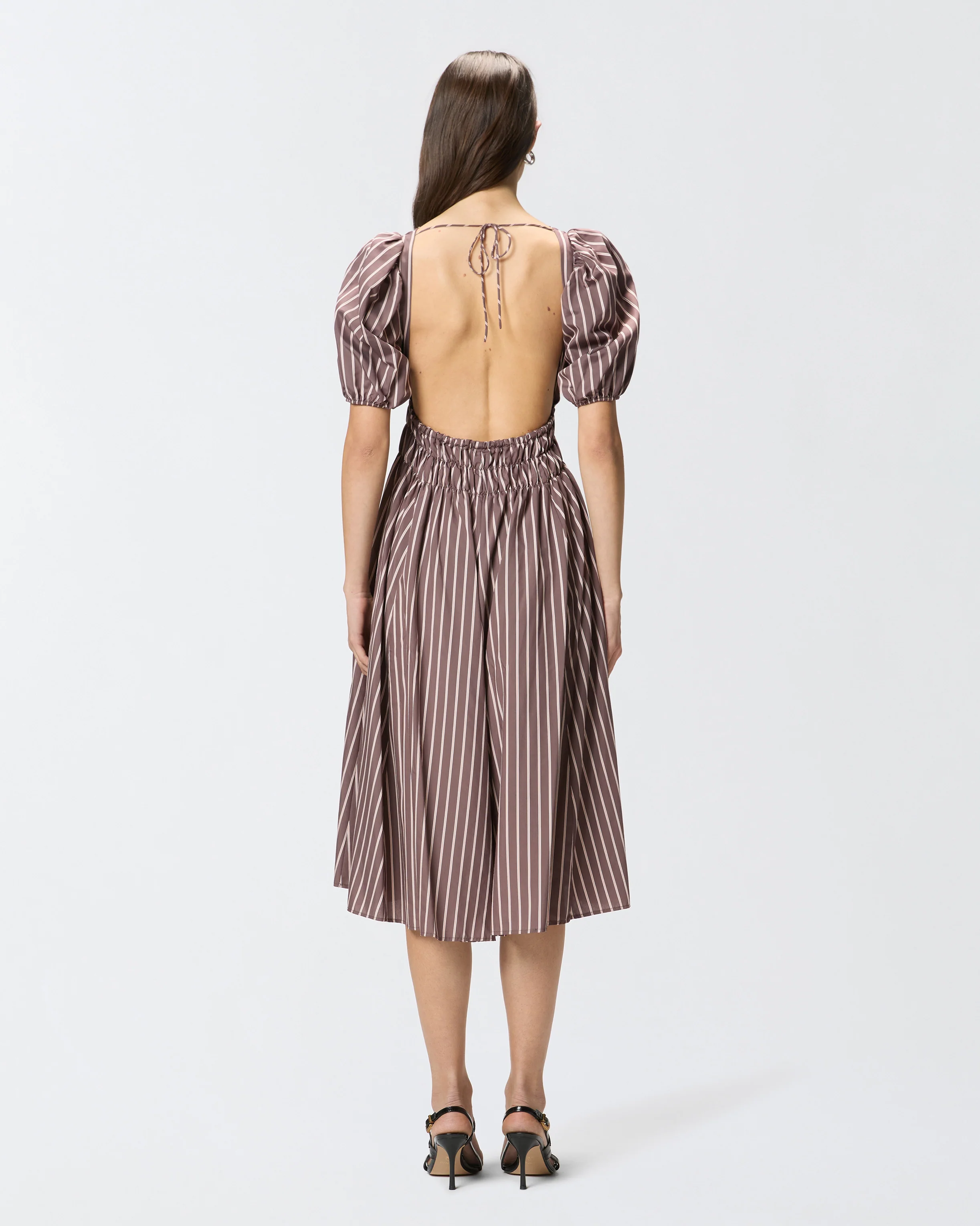 Striped midi dress with open back - Image 3