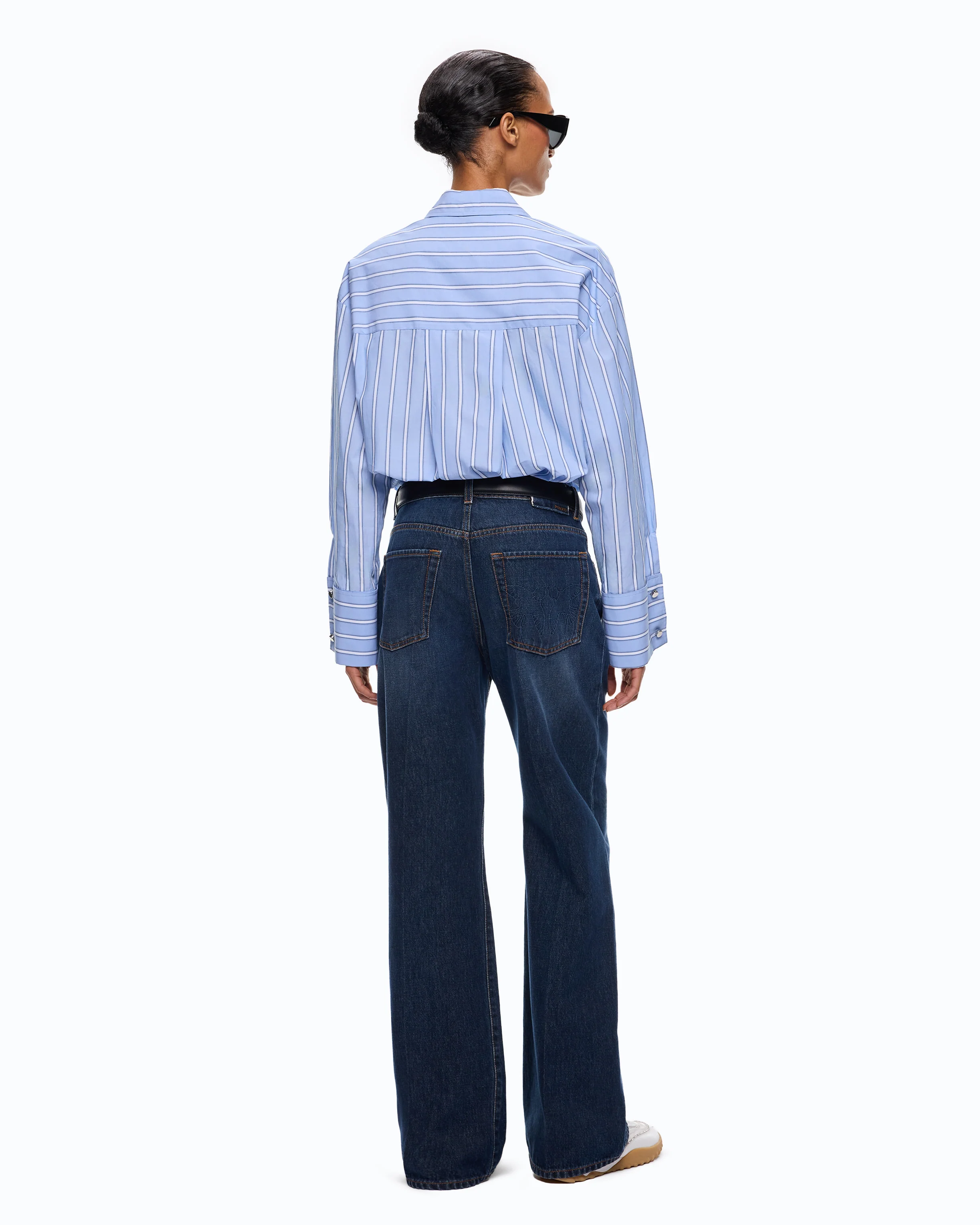 Striped poplin shirt with jewel cuffs - Image 4