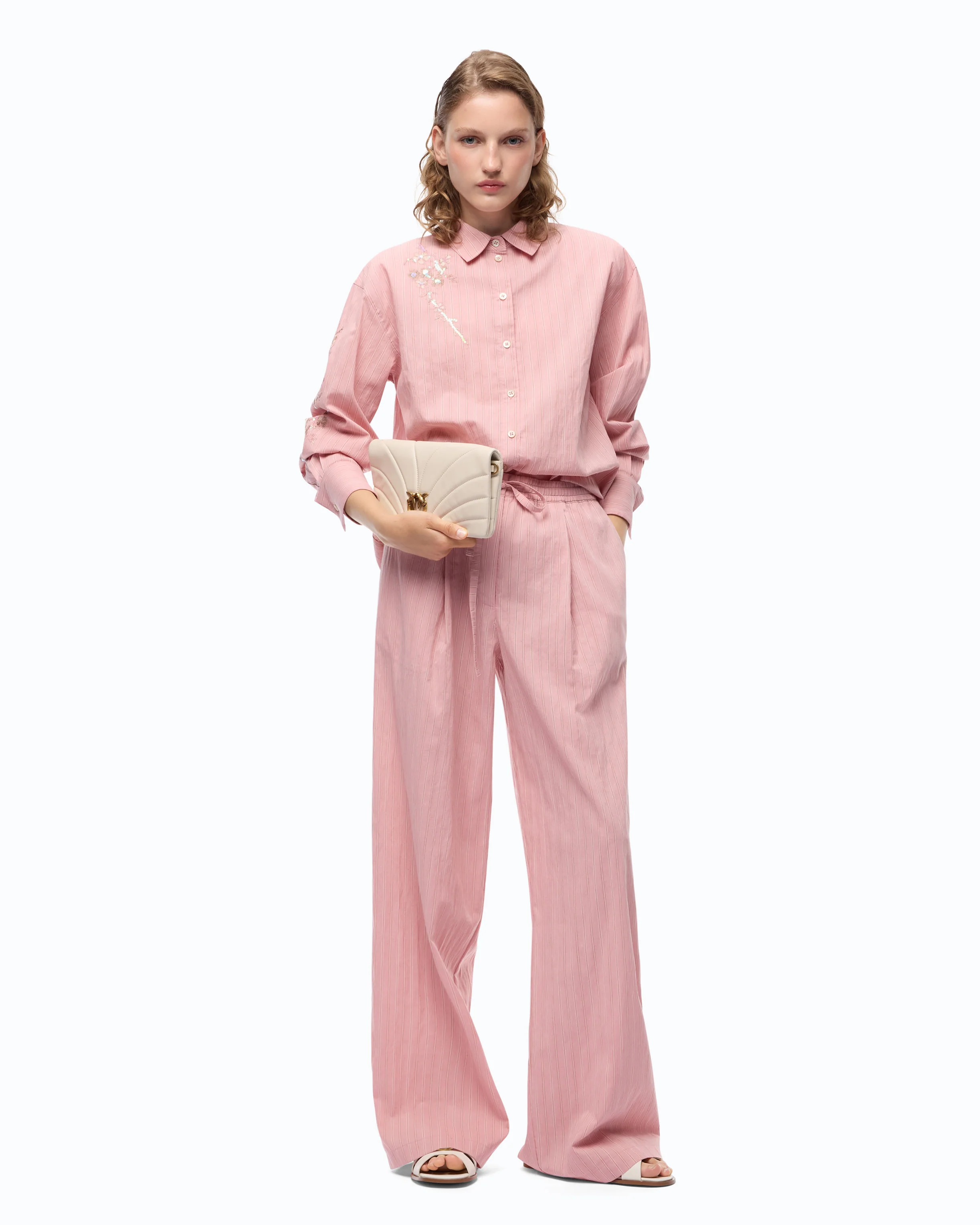 Striped shirt with floral embroidery - Image 2