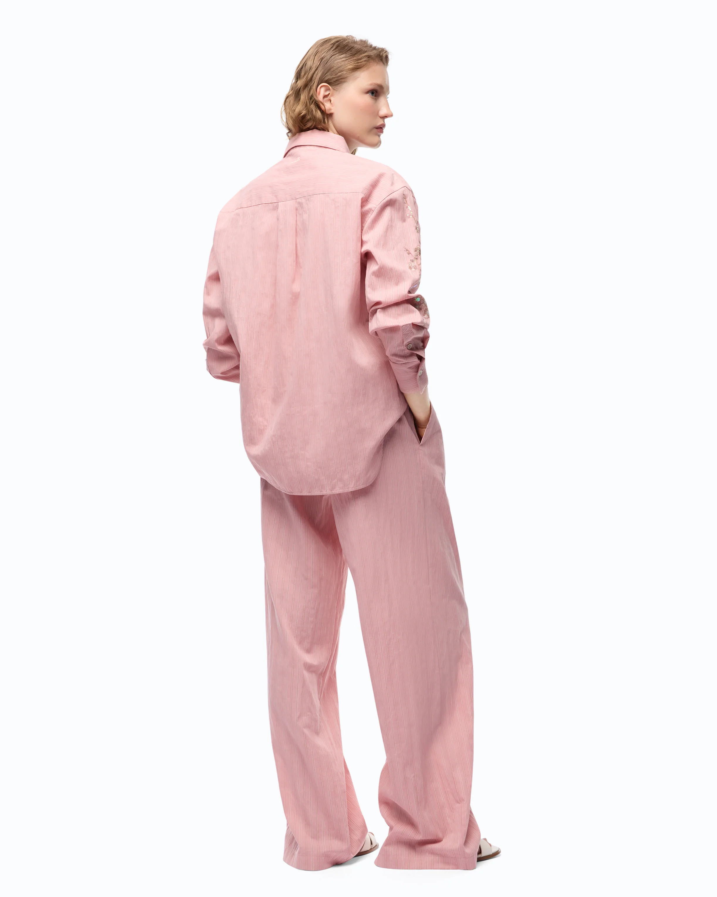 Striped shirt with floral embroidery - Image 4