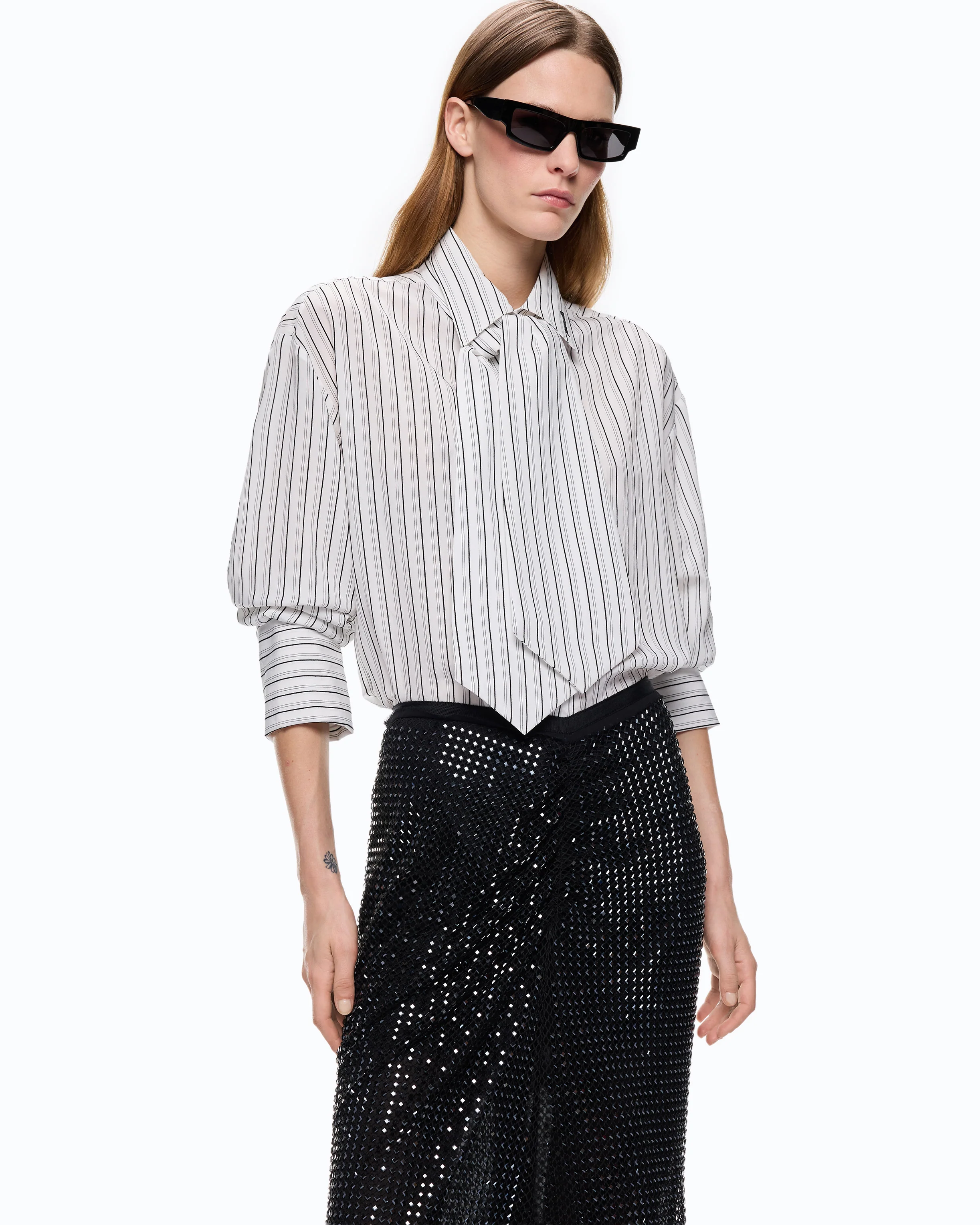 Striped shirt with tie