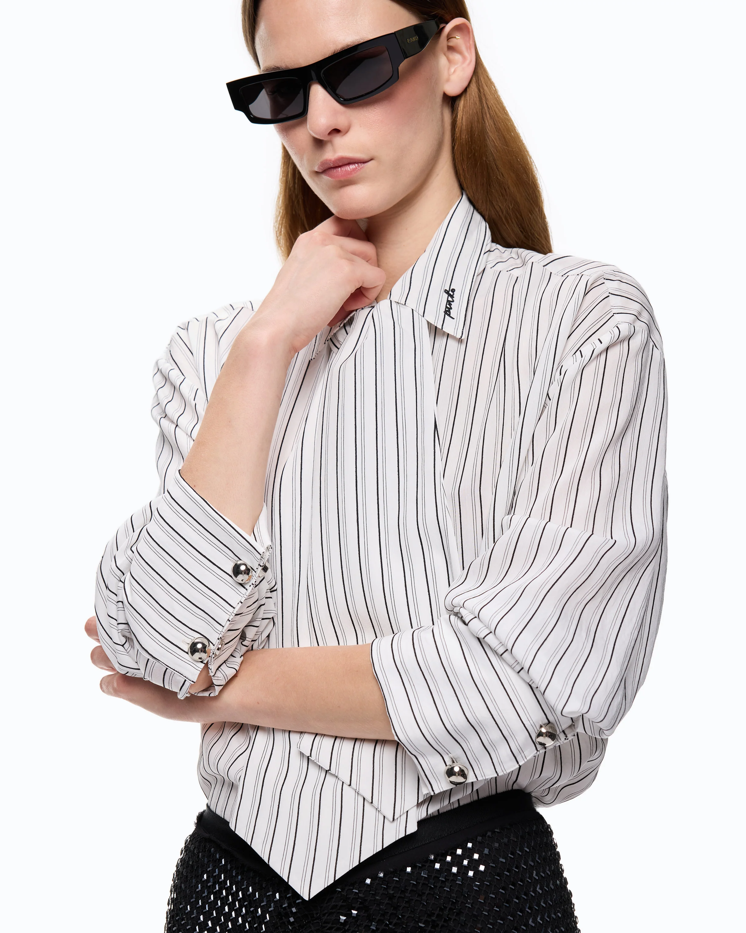 Striped shirt with tie - Image 3