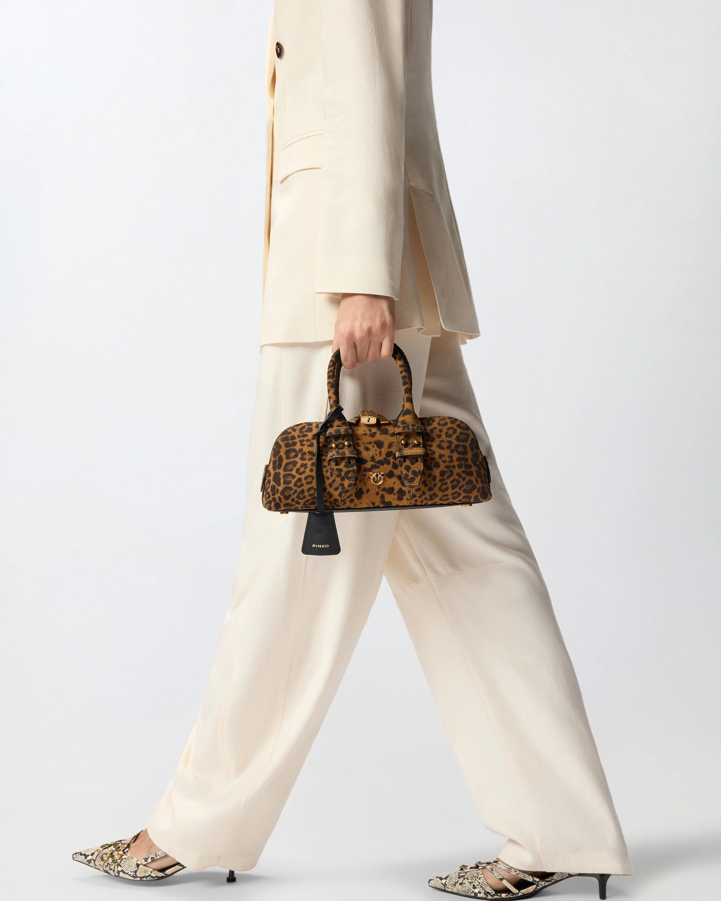 Suede handbag with macula print - Image 5