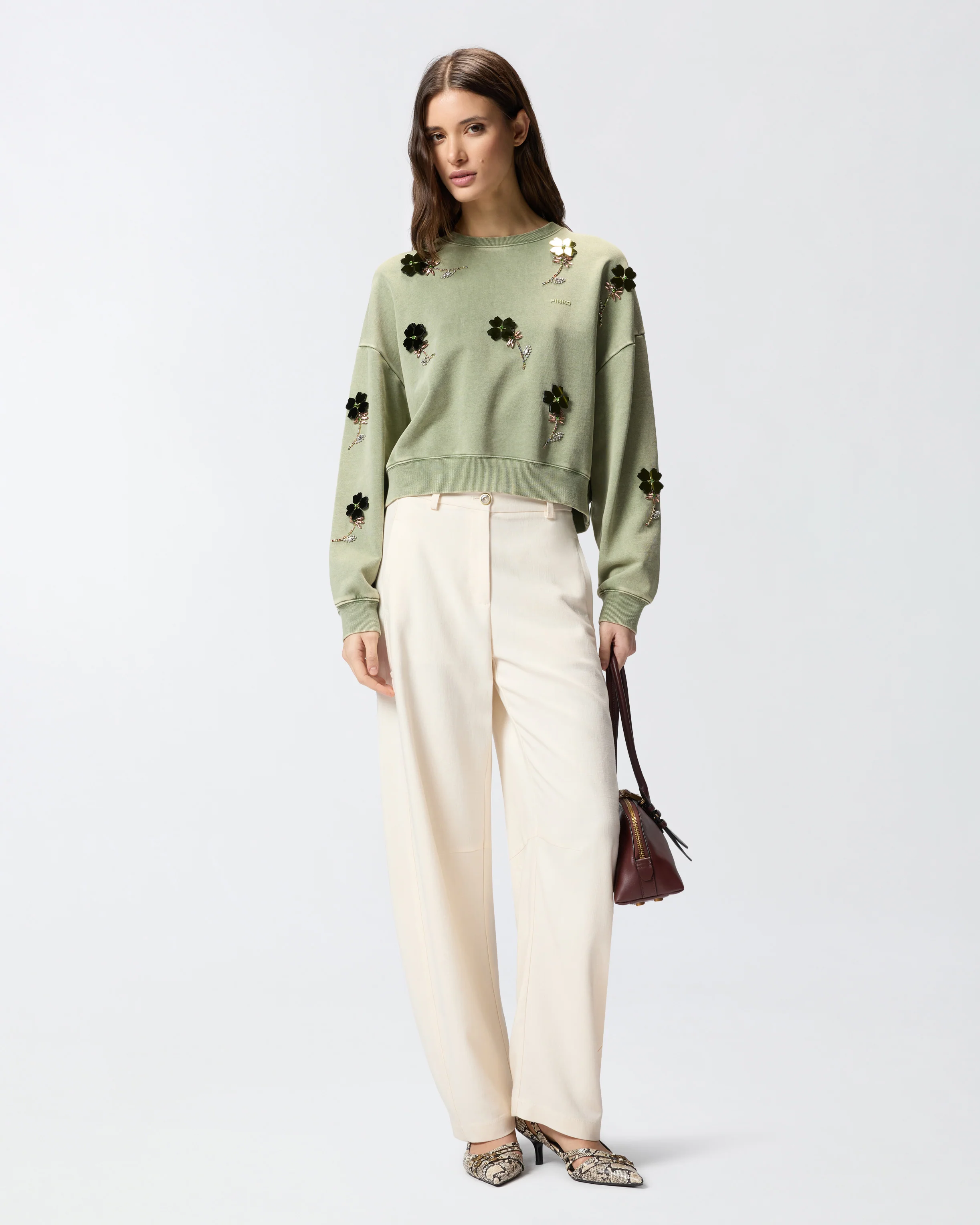 Sweatshirt with jewel flowers - Image 2