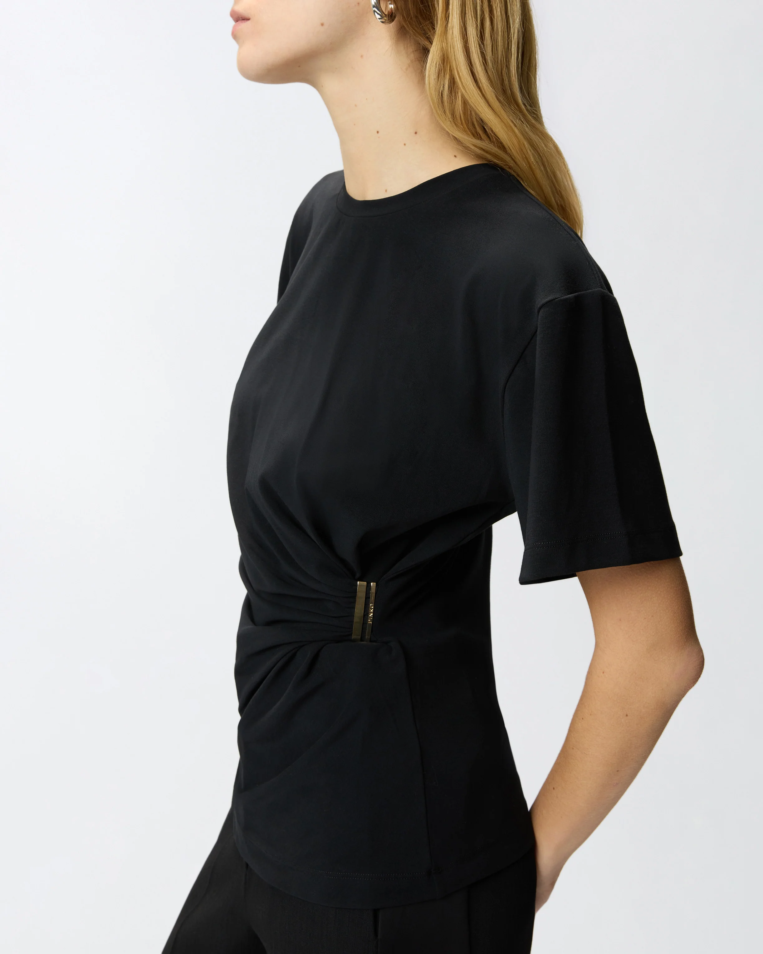 T-shirt with draping and gold detail - Image 4