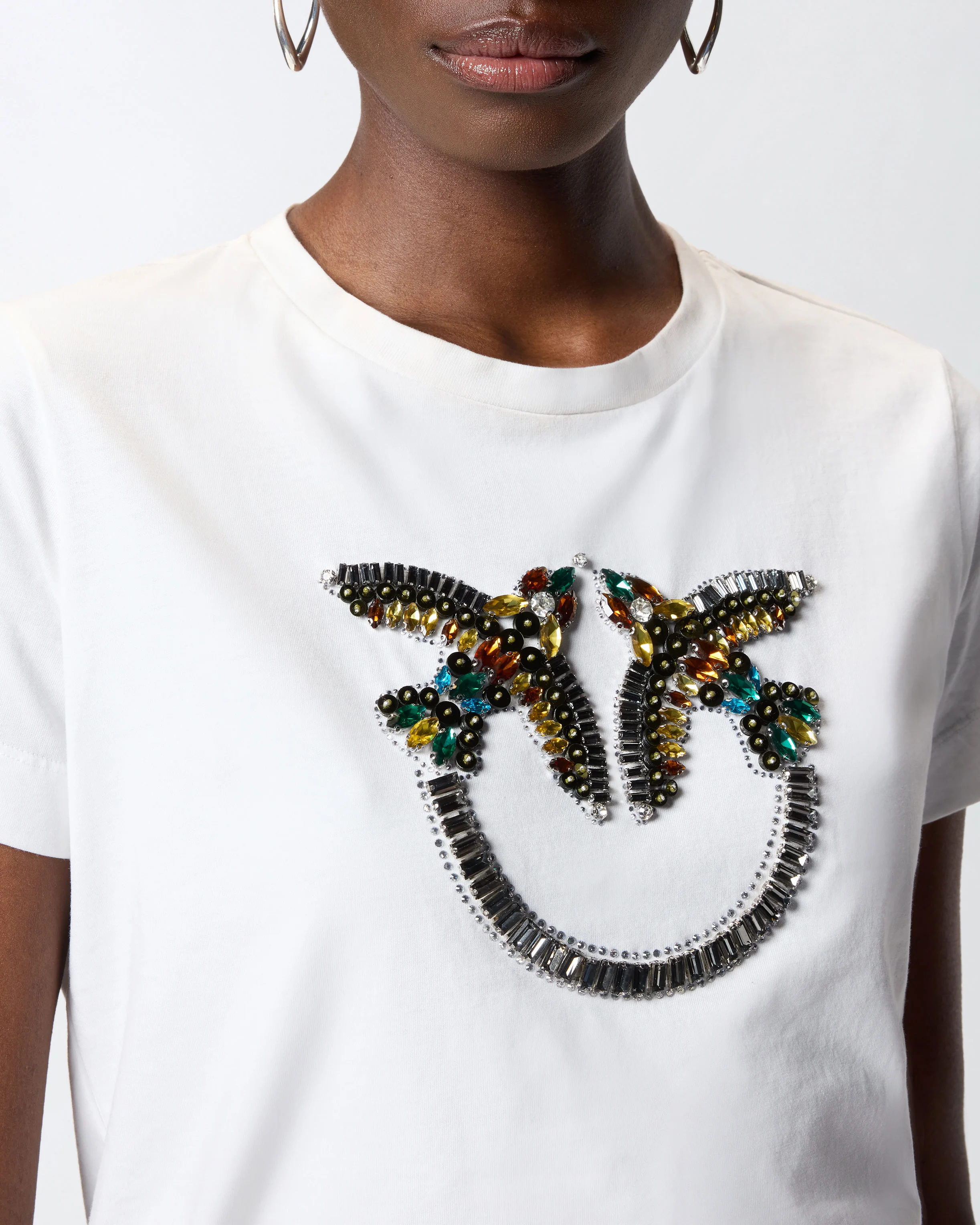 T-shirt with Love Birds jewel maxi embroidery - Image 4