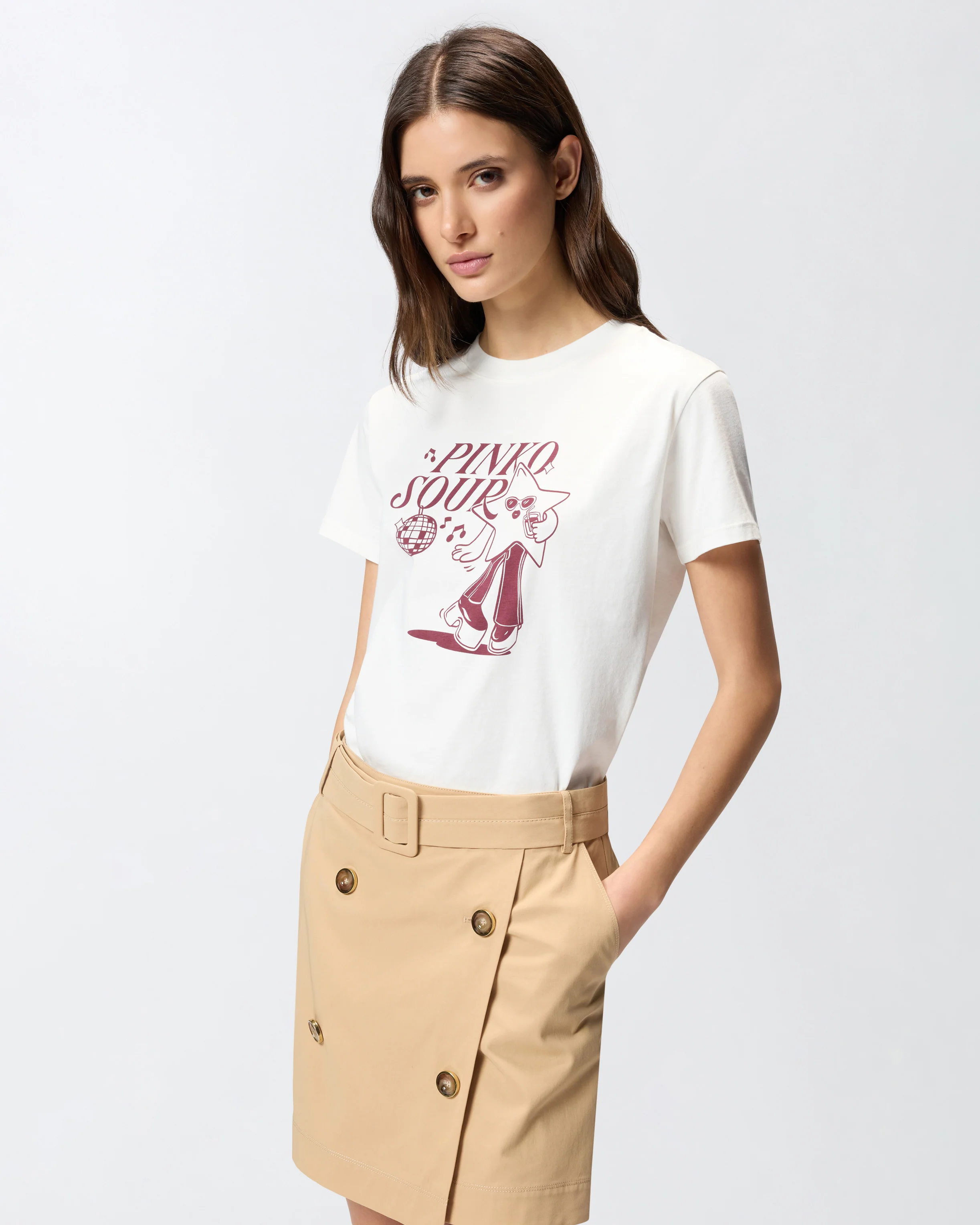 T-shirt with Pinko Sour disco star print